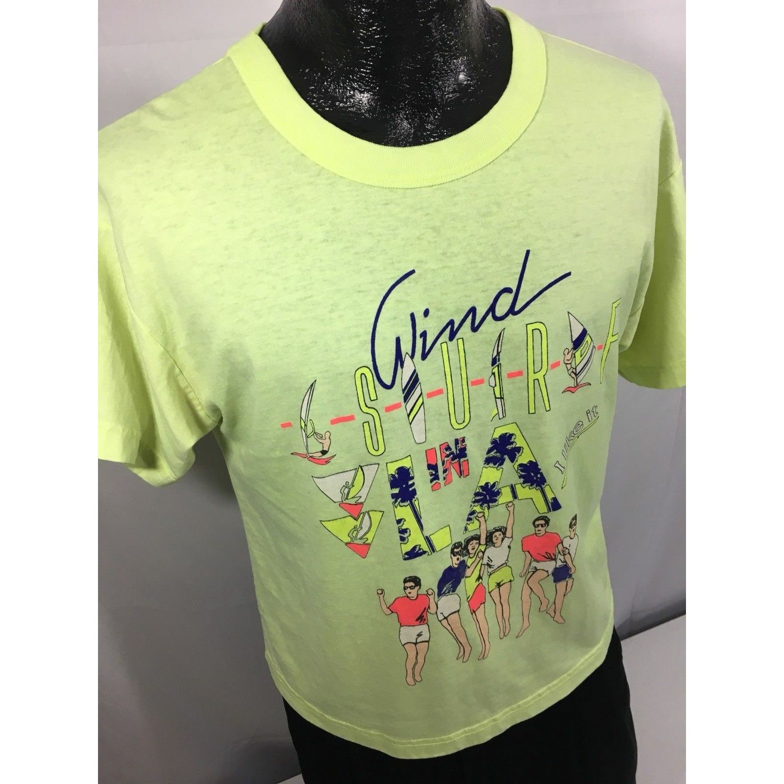Other 80's Wind Surf n LA Surfer Beach NEON 50/50 CROPPED T Shirt Size US M / EU 48-50 / 2 - 6 Thumbnail
