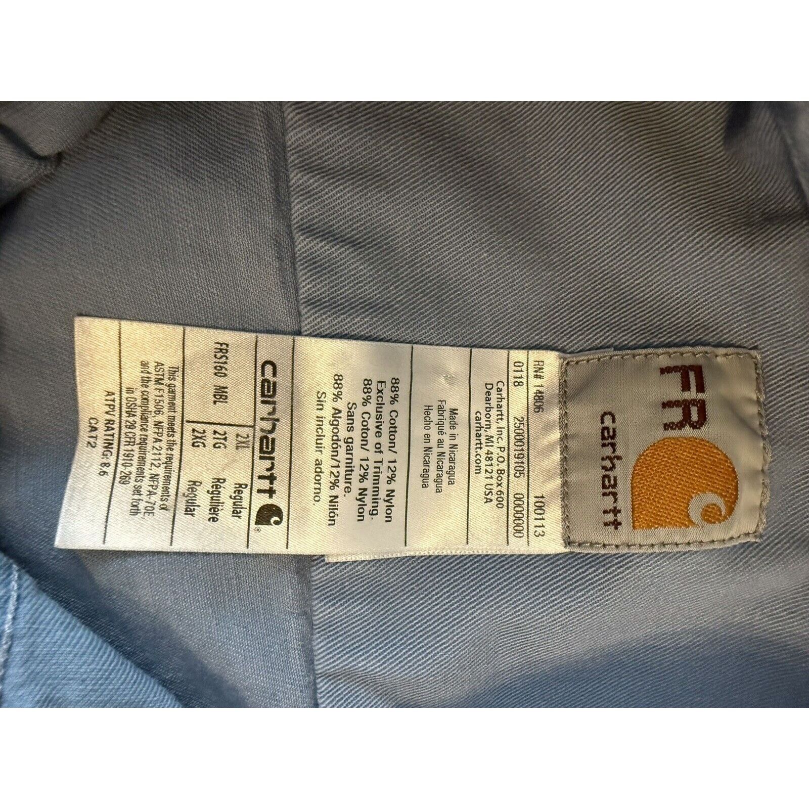 Carhartt Carhartt Men's Flame Resistant FR LS Work Shirt Button Down Size US XXL / EU 58 / 5 - 6 Thumbnail