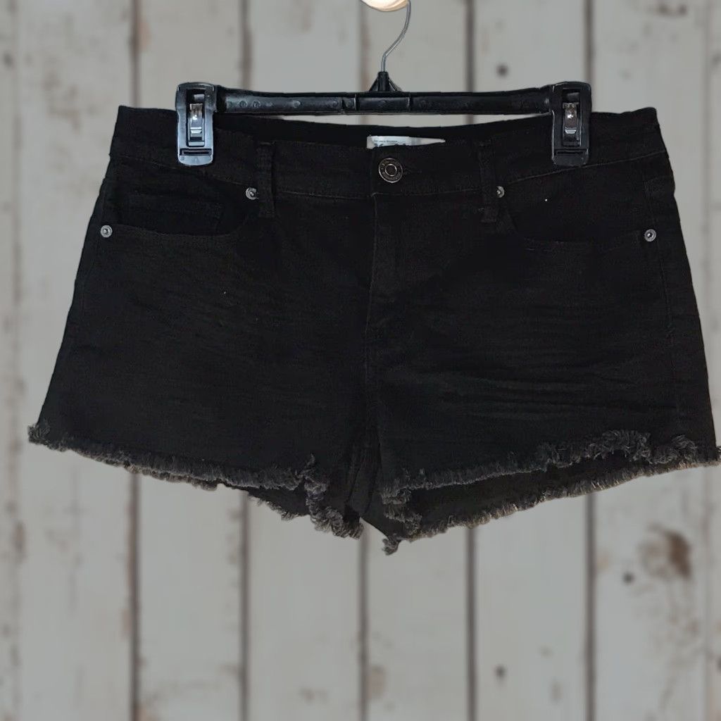 Vintage Mudd FLX Stretch Black Denim Cut-Off Shorts Womens Size 11 Regular 5-Pocket Design Spring Summer Comfort Size 32" / US 10 / IT 46 - 1 Thumbnail