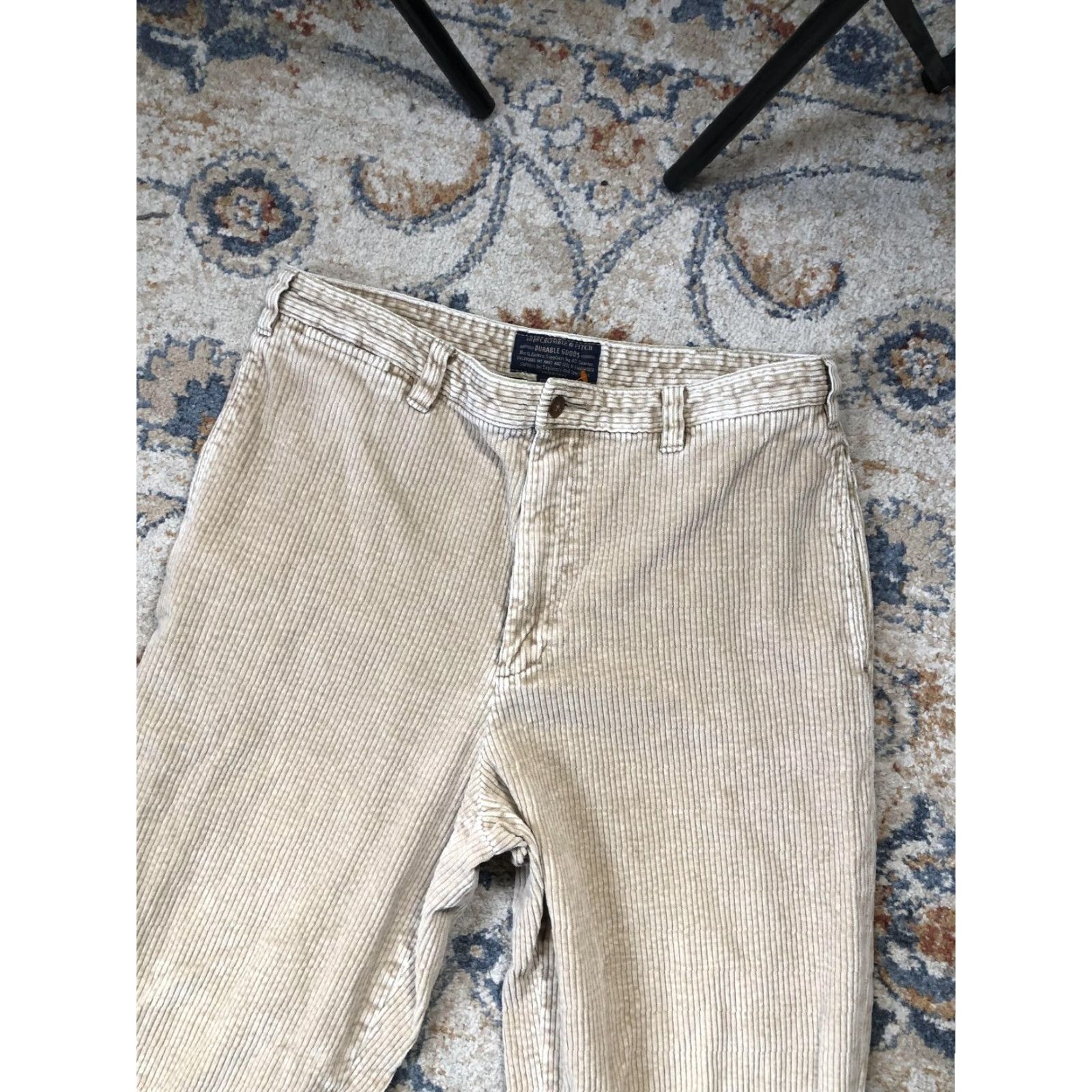 Abercrombie & Fitch VINTAGE Abercrombie & Fitch Corduroy Pants Mens 34x30 Khaki Zip Fly Chino Straight Pockets Beige 85% Cotton 15% Polyester Mens pants Size US 34 / EU 50 - 5 Thumbnail