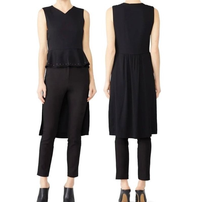 See by Chloe See by Chloé Black Sleeveless High Low Studded Peplum Top Size S / US 4 / IT 40 - 8 Thumbnail