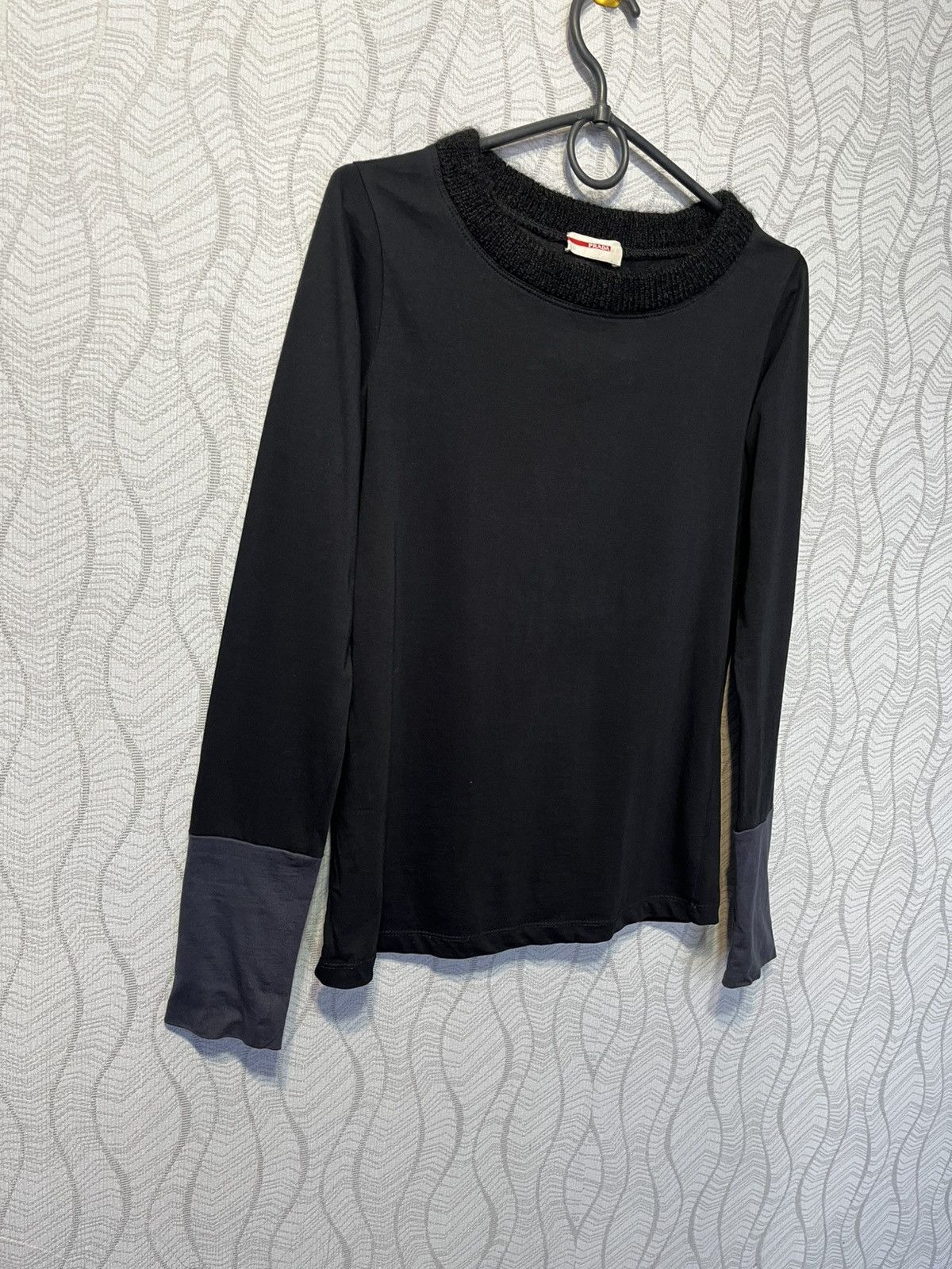 Prada PRADA Woman’s Black Cotton LongSleeve Blouse Mohair Collar Size XS / US 0-2 / IT 36-38 - 3 Thumbnail