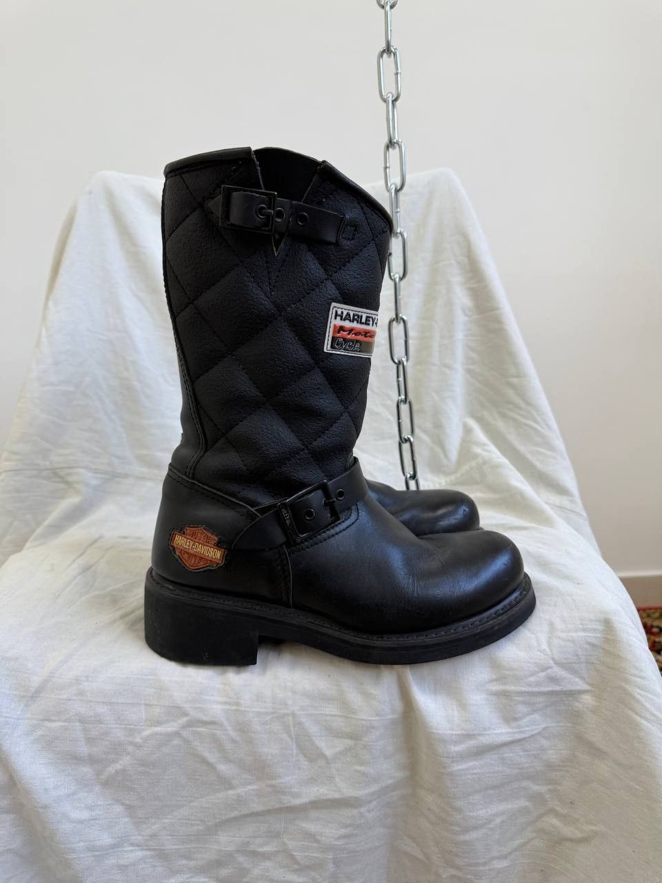 Harley Davidson Vintage Harley-Davidson High Boots Leather 90s Boots Y2K Size US 6 / EU 39 - 1 Thumbnail