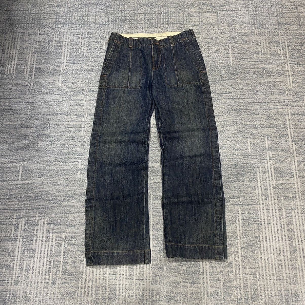 Calvin Klein × Vintage Sick☠️ CK Utility Baker Pants Jeans Loose 80s Size US 32 / EU 48 - 2 Thumbnail