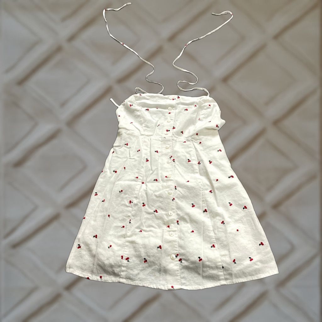 Vintage Capulet White Floral Sundress Womens XS Backless Knee Length Embroidered Linen Size XS / US 0-2 / IT 36-38 - 1 Thumbnail