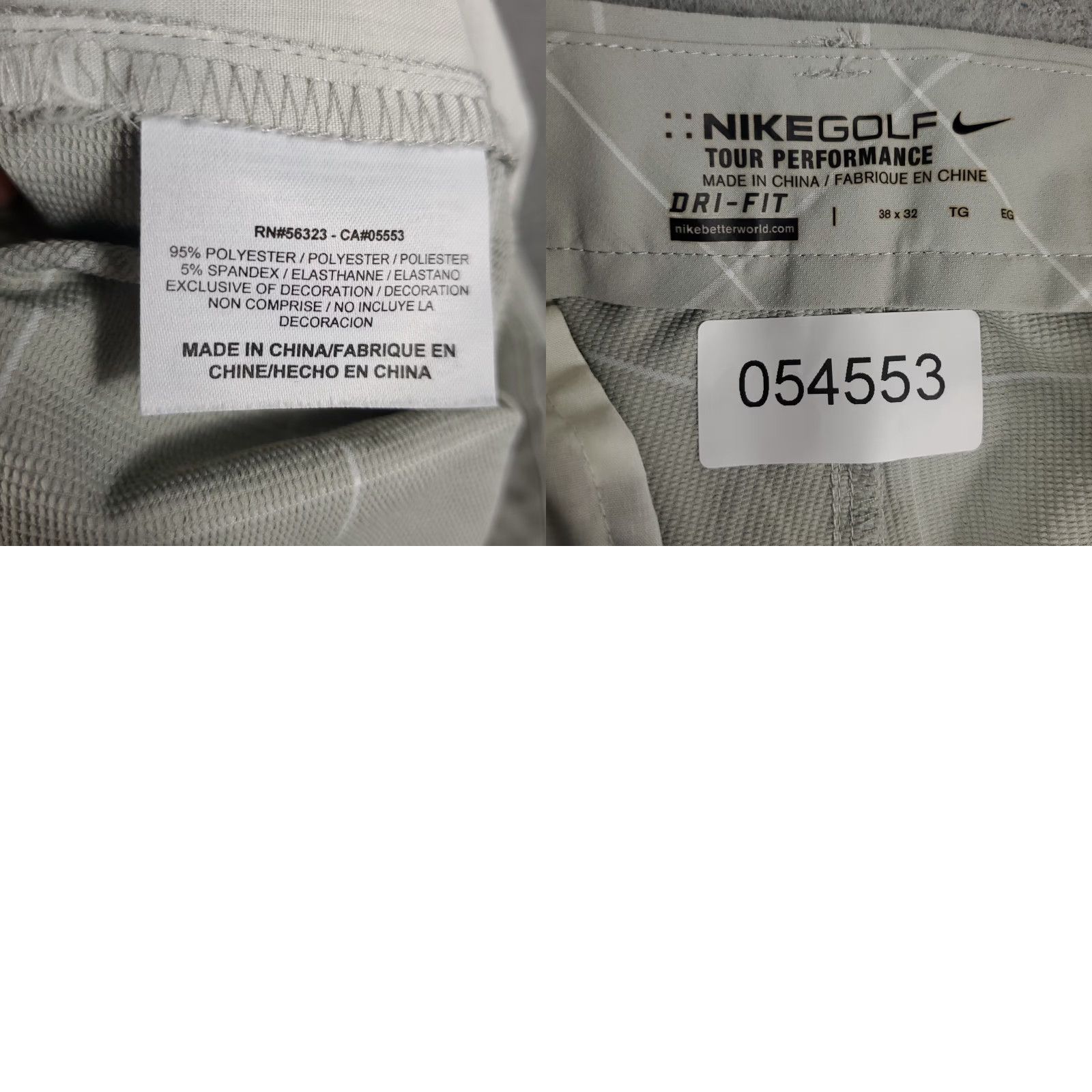 Nike Nike Chino Pants Mens 38x29 Gray Check Dri-Fit Flat Front Golf Trousers Size US 38 / EU 54 - 8 Thumbnail