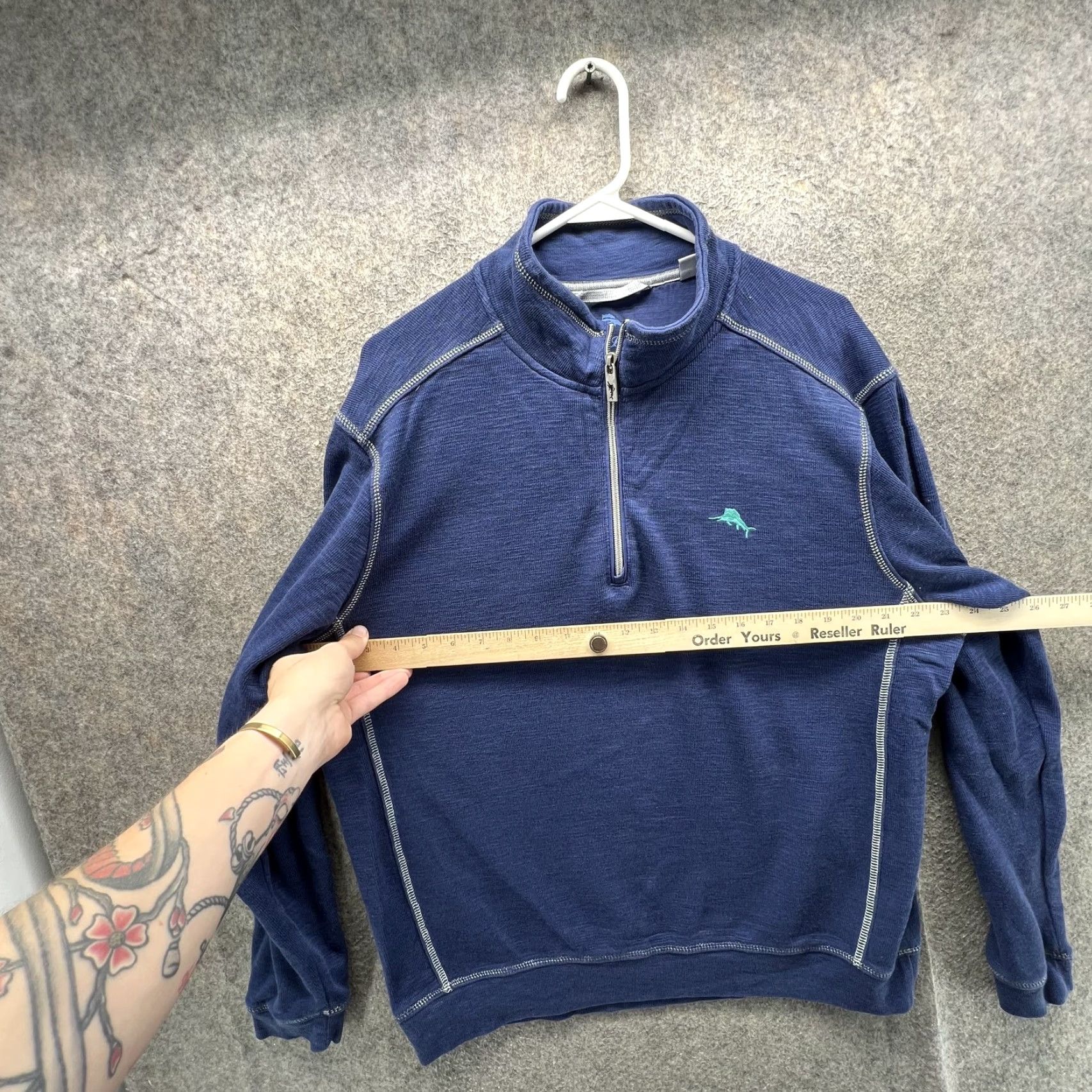 Tommy Bahama Tommy Bahama Sweatshirt Mens L Blue 1/4 Zip Mock Neck Knit Pullover Logo Size US L / EU 52-54 / 3 - 4 Thumbnail