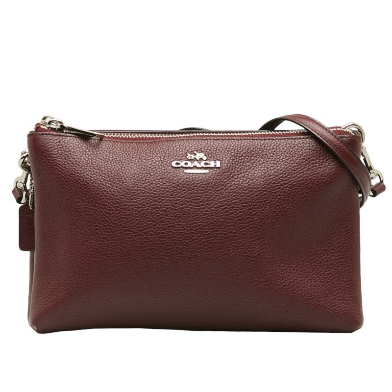 image of Coach Leather Double Zip Crossbody Bag in Red, Women's