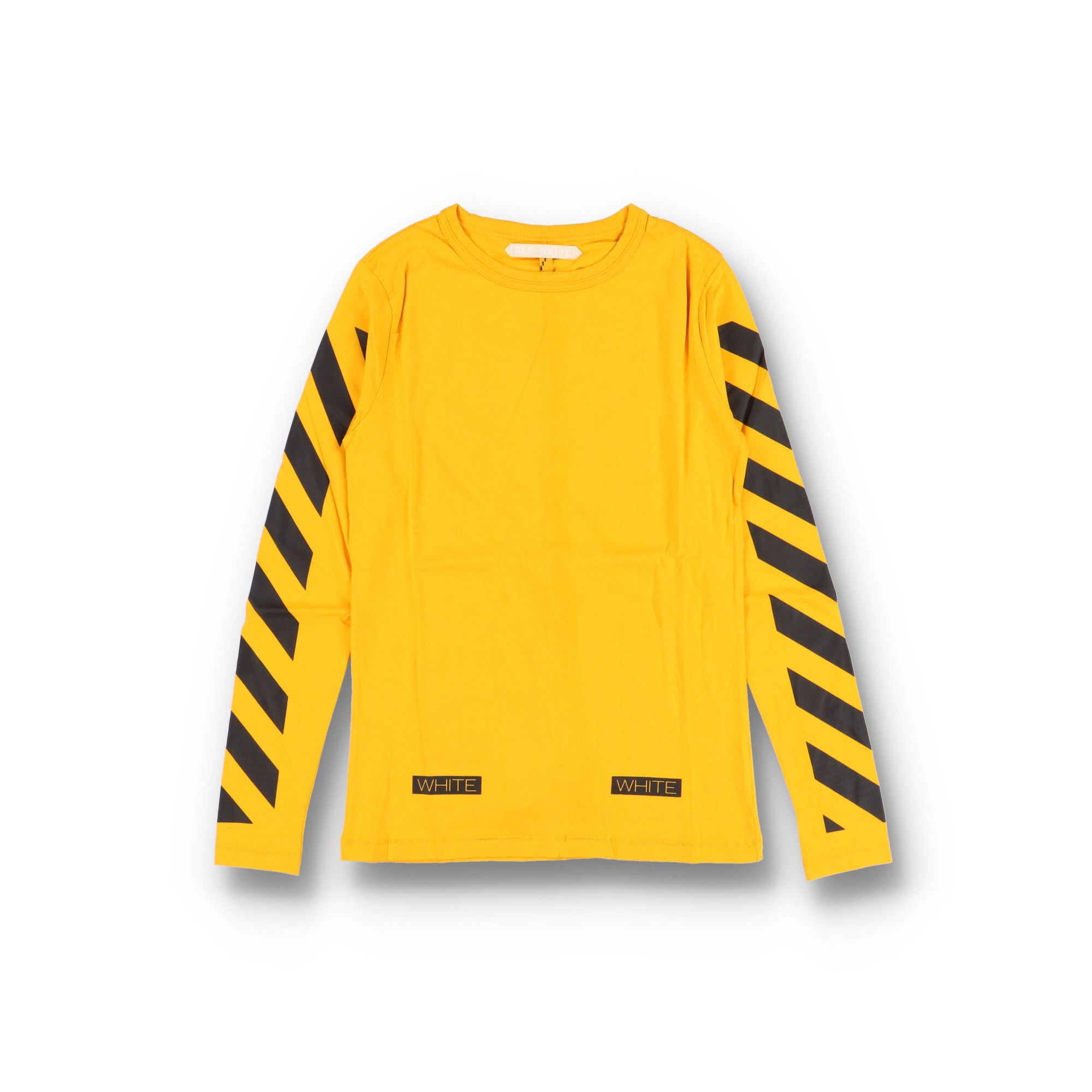 Off-White Yellow 13 Diagonals Logo Long Sleeve T-Shirt Size US XXS / EU 40 - 6 Thumbnail