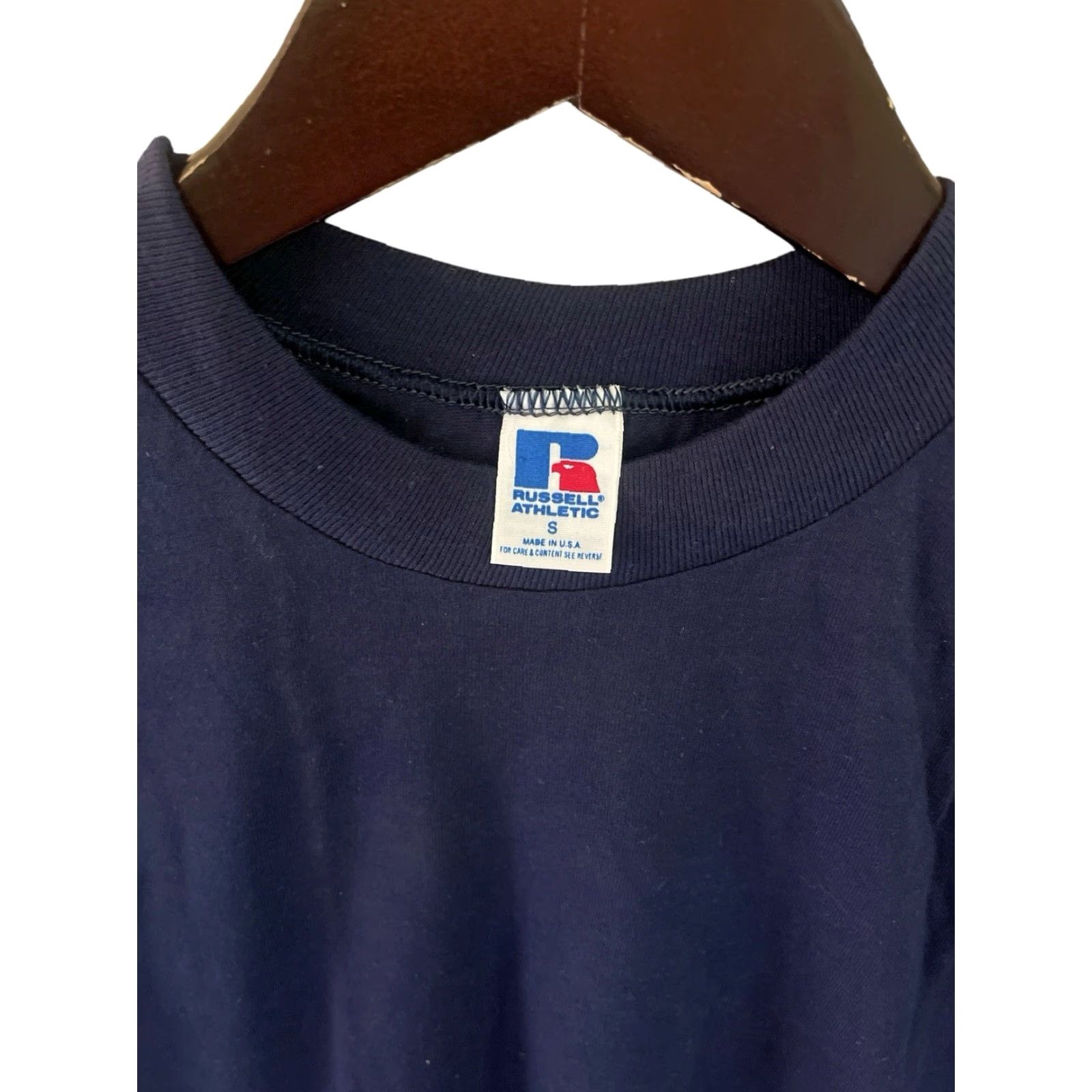 Russell Athletic VINTAGE Russell Athletic Long Sleeve Shirt Mens S Navy Blue 90s NOS USA Made NWOT Crew Neck 1990s Football Theme Mens Size US S / EU 44-46 / 1 - 3 Thumbnail