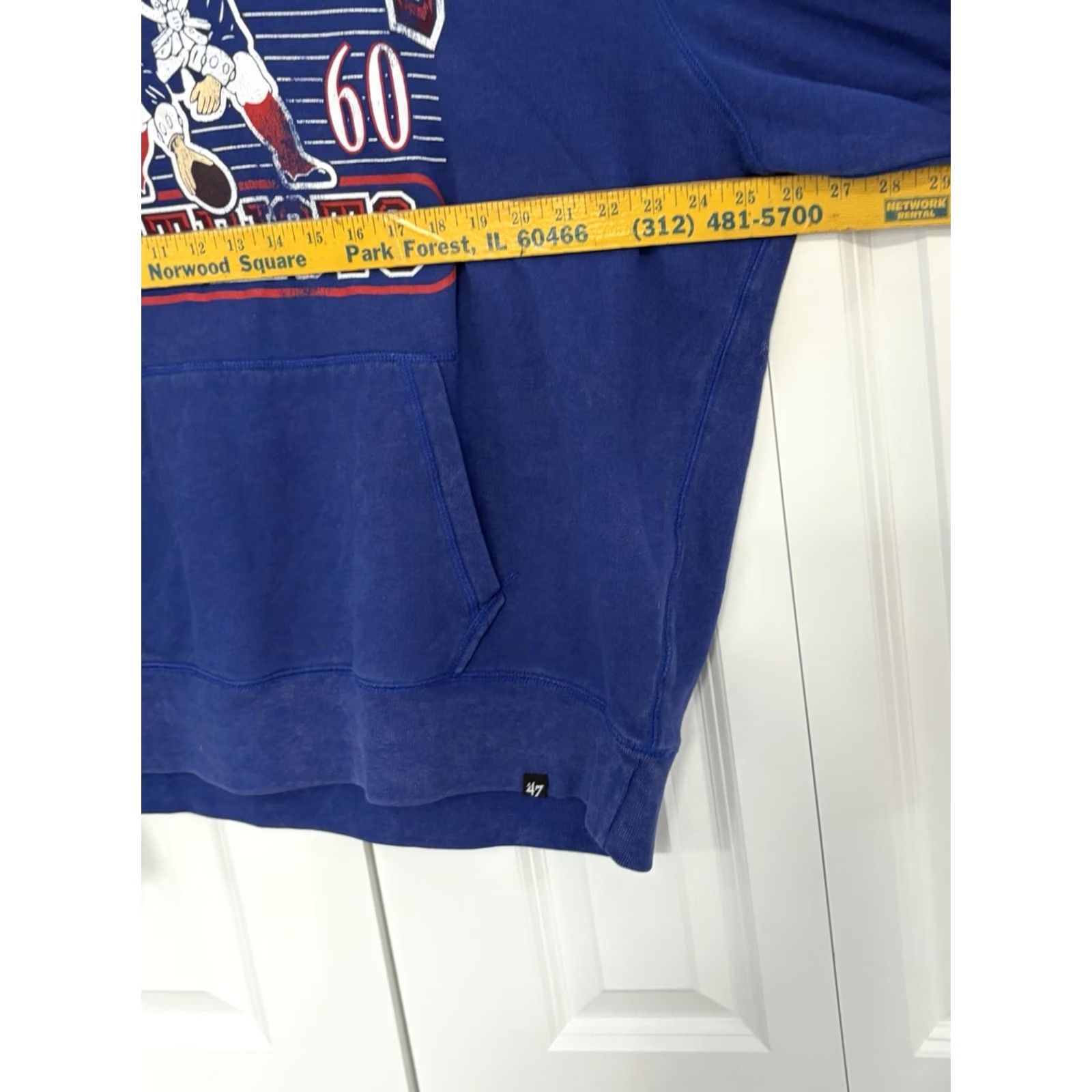 J Brand 47' Patriots Pullover Hoodie Sweatshirt 2XL Men Blue Cotton Logo Graphic Print Football Fall Hooded Pullover Reg Large Size US XXL / EU 58 / 5 - 3 Thumbnail