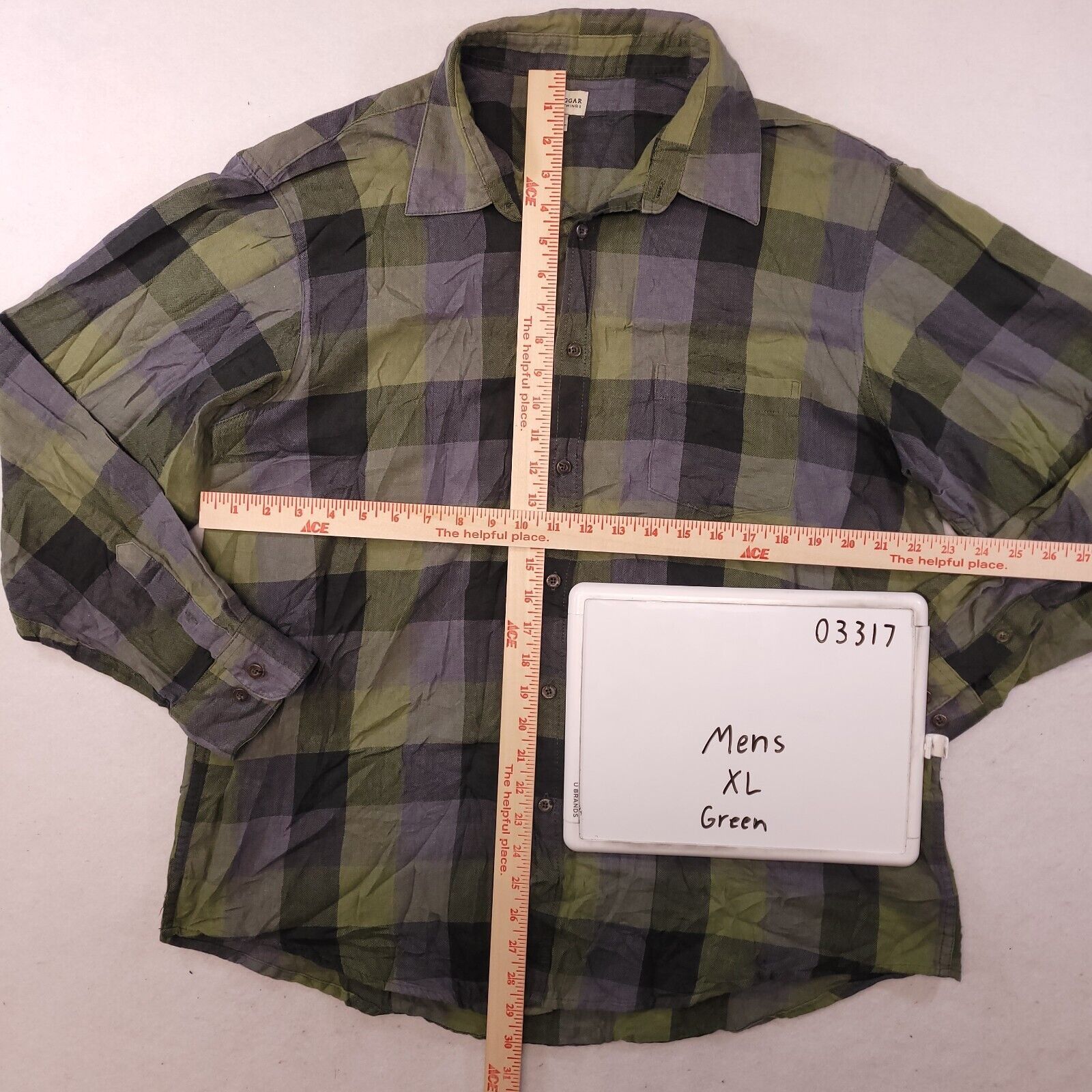 Haggar Haggar Gingham Flannel Shirt Mens Size Extra Large XL Green Size US XL / EU 56 / 4 - 7 Thumbnail