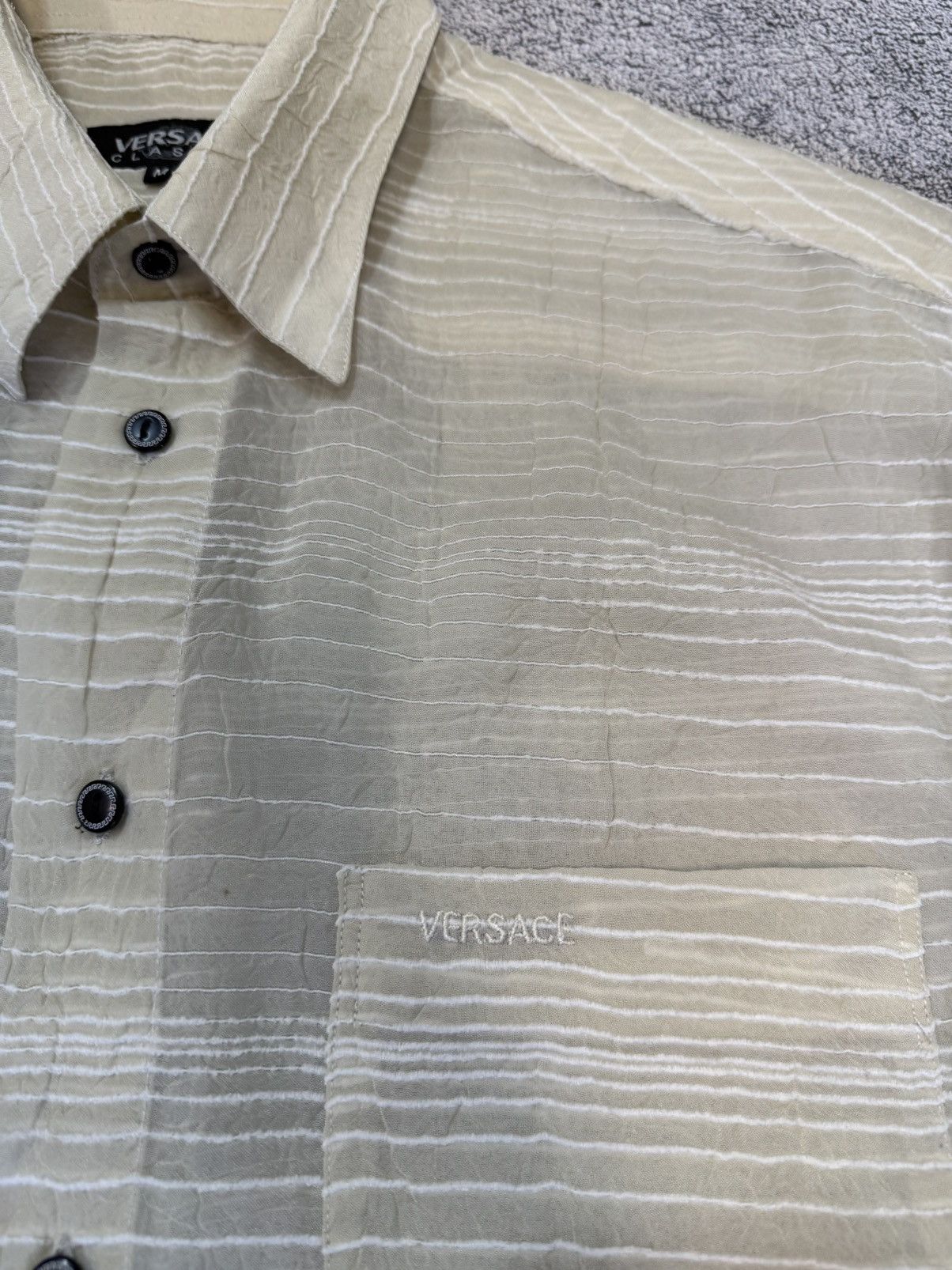 Versace Versace Classic Men Short Sleeve Logo Shirt Striped Viscose Size US M / EU 48-50 / 2 - 5 Thumbnail