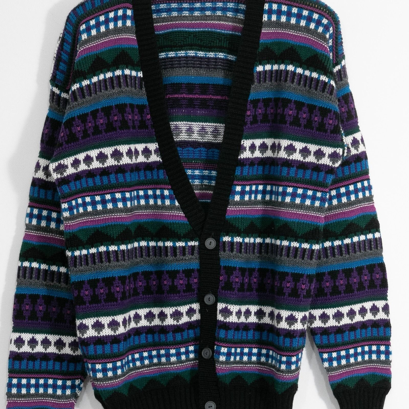 New Era Vintage New Era Striped Acrylic Cardigan Sweater Mens Medium Size US M / EU 48-50 / 2 - 2 Thumbnail