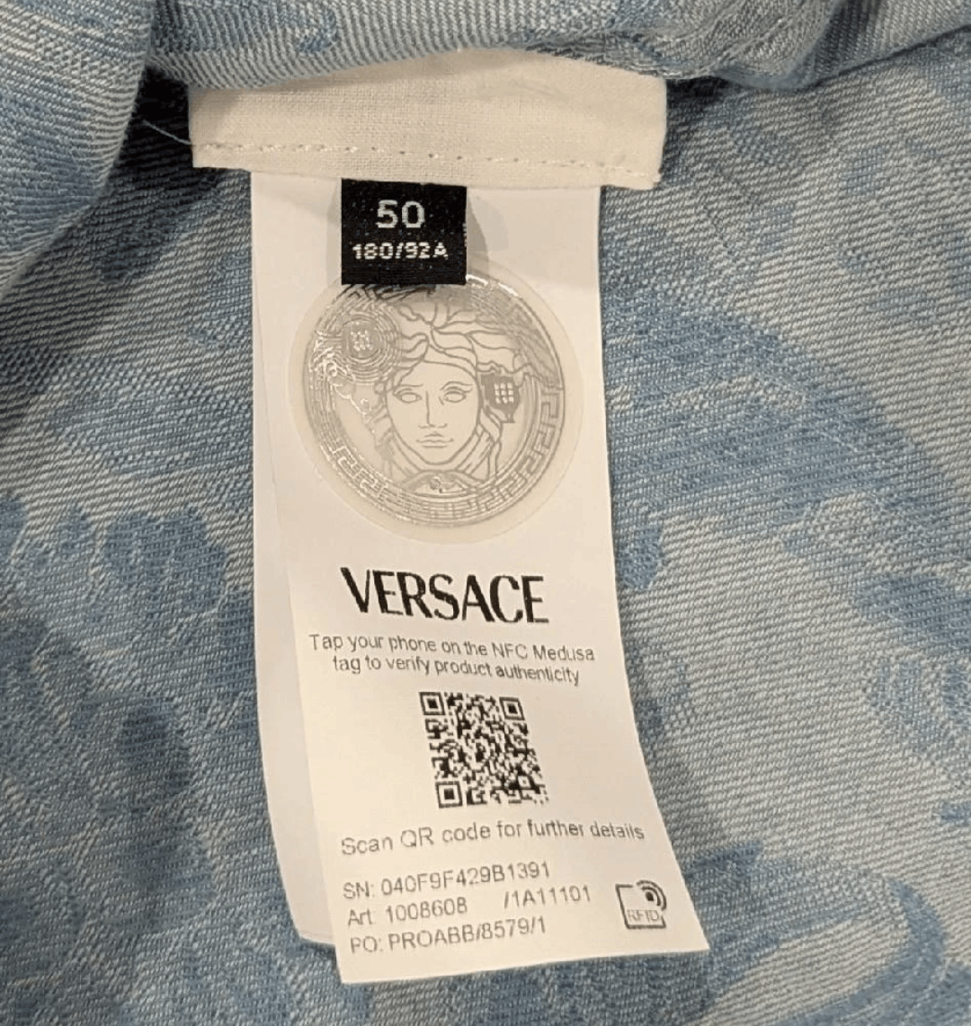 Versace VERSACE Baroque Cotton LS Button Up Shirt Light Blue 50 Size US M / EU 48-50 / 2 - 6 Thumbnail