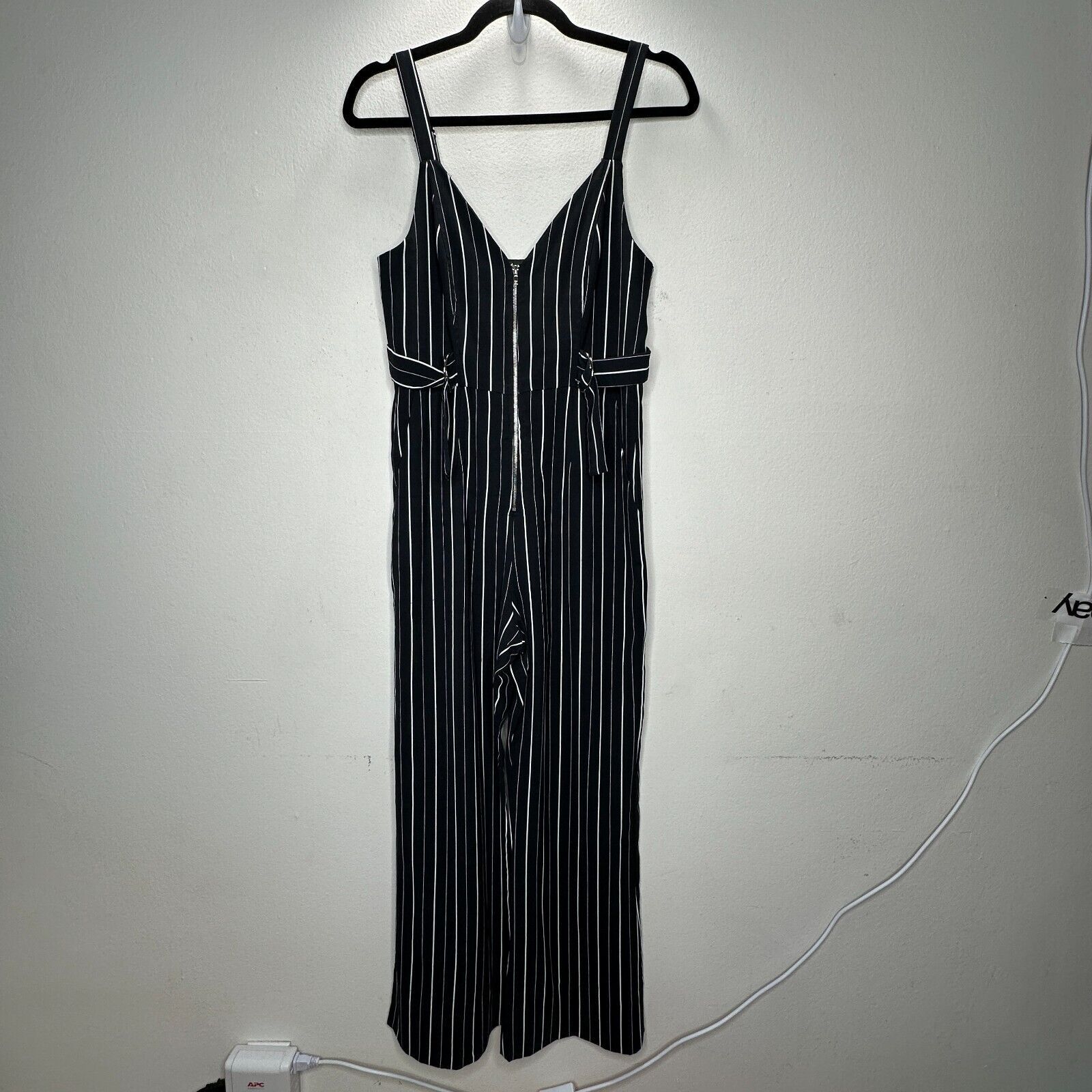 Other Dance & Marvel Pinstripe Cinched Wide Leg Front Zip Jumpsuit Size 27" / US 4 / IT 40 - 1 Thumbnail