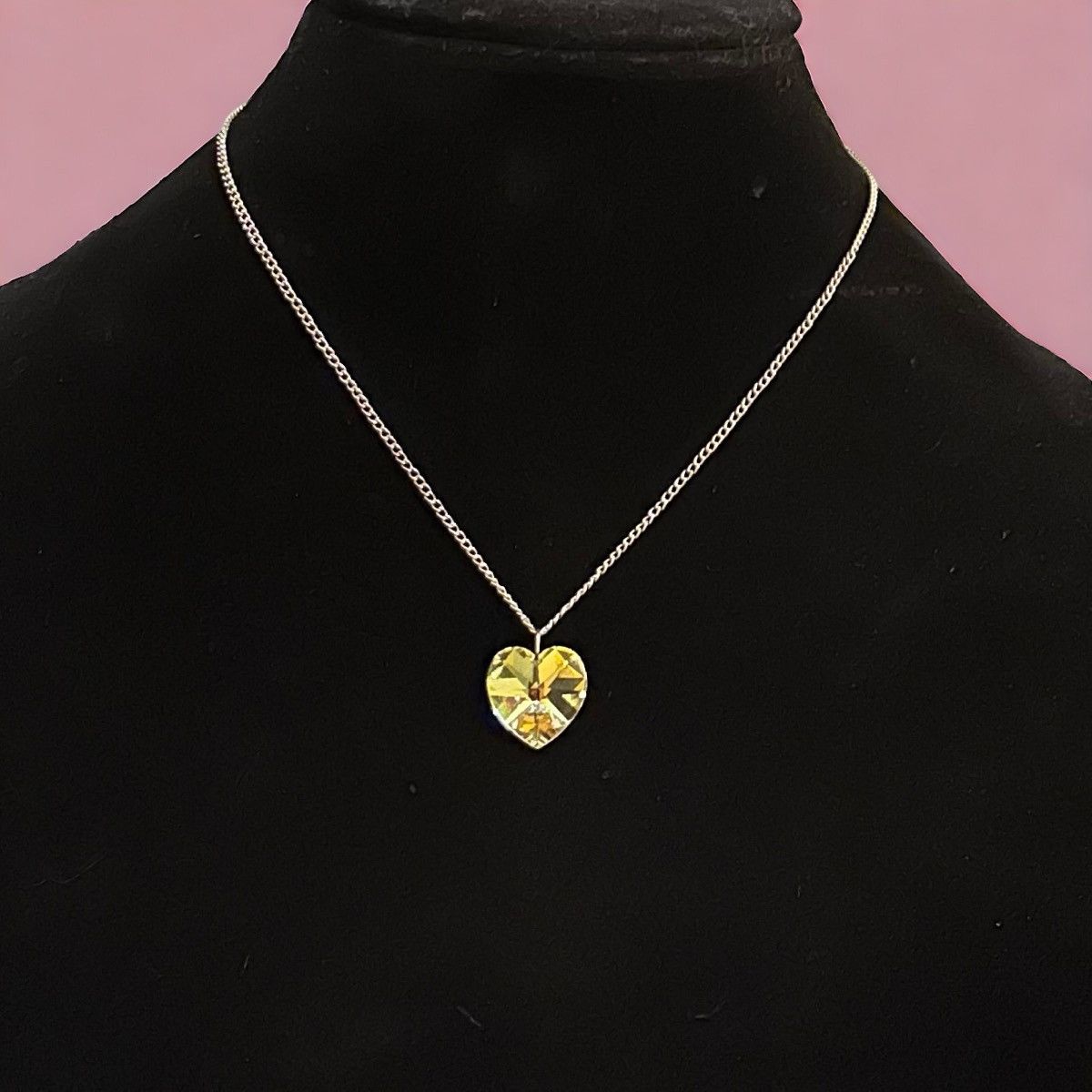 Swarovski × Vintage Vintage Swarovski yellow AB crystal heart pendant necklace Size ONE SIZE - 1 Thumbnail
