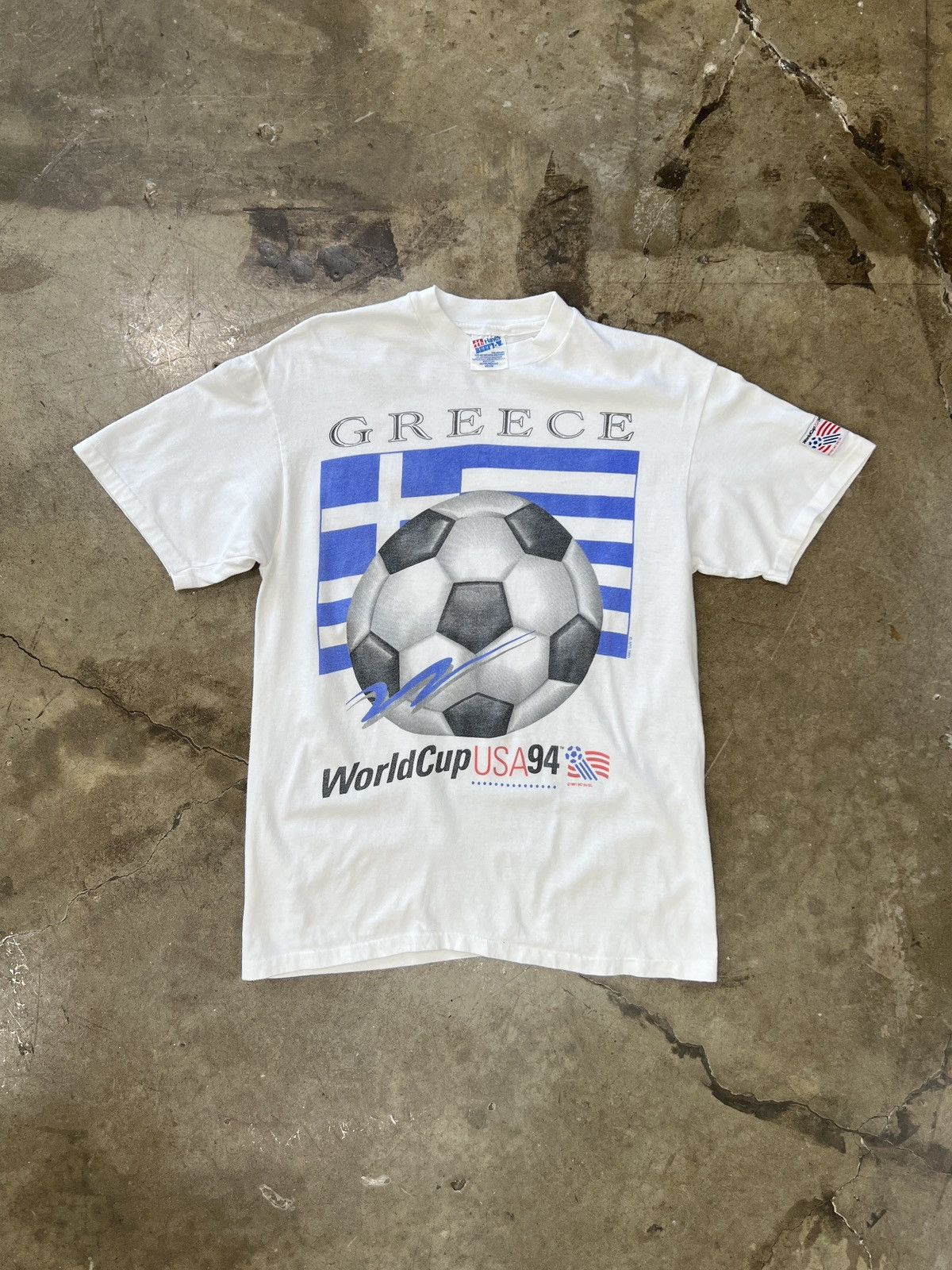 Vintage Vintage 1994 World Cup USA Greece Flag Soccer Tee Medium Size US M / EU 48-50 / 2 - 2 Thumbnail