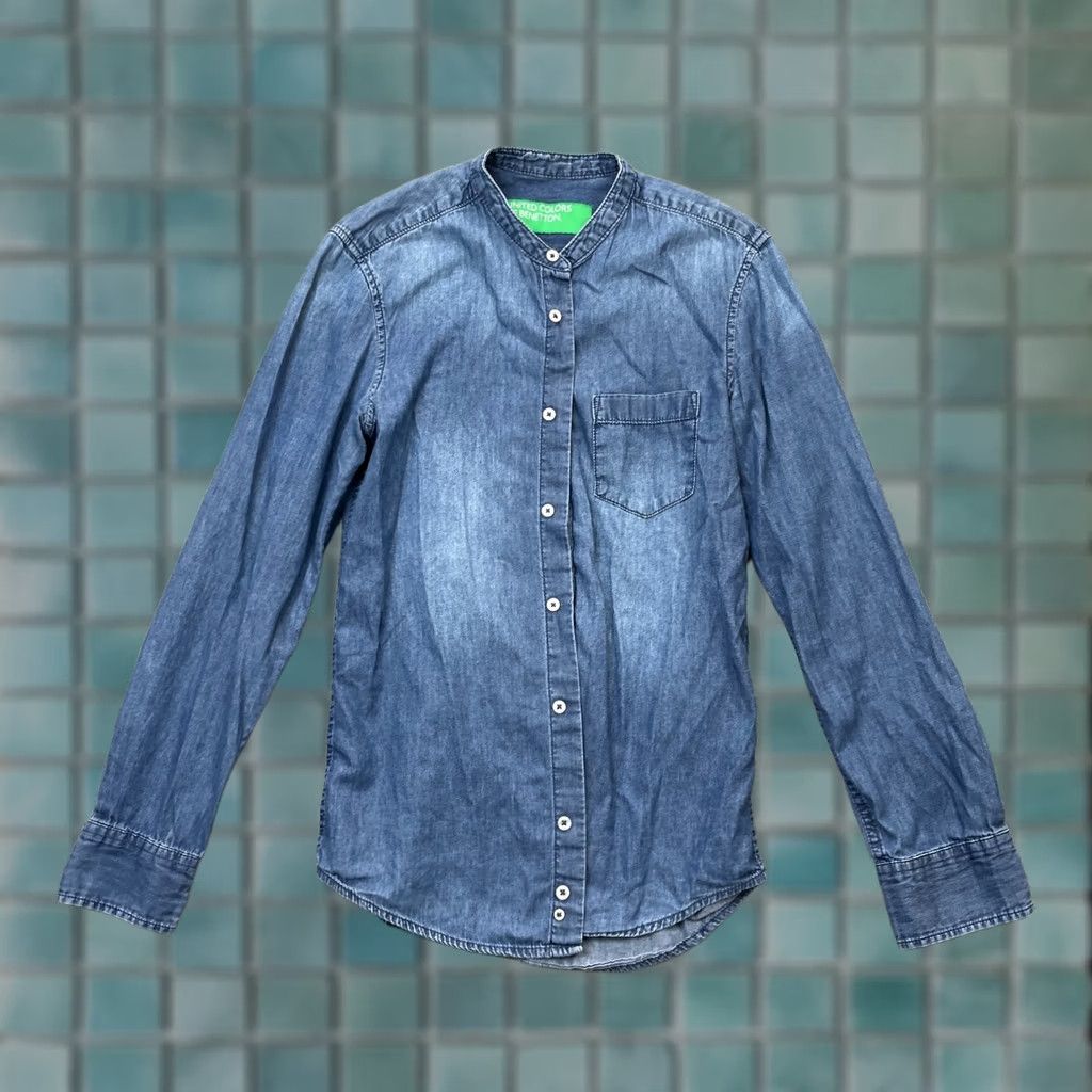 United Colors Of Benetton United Colors Of Benetton Shirt Mens Medium Blue Denim Button-Up Collar Shirt Size US M / EU 48-50 / 2 - 1 Thumbnail