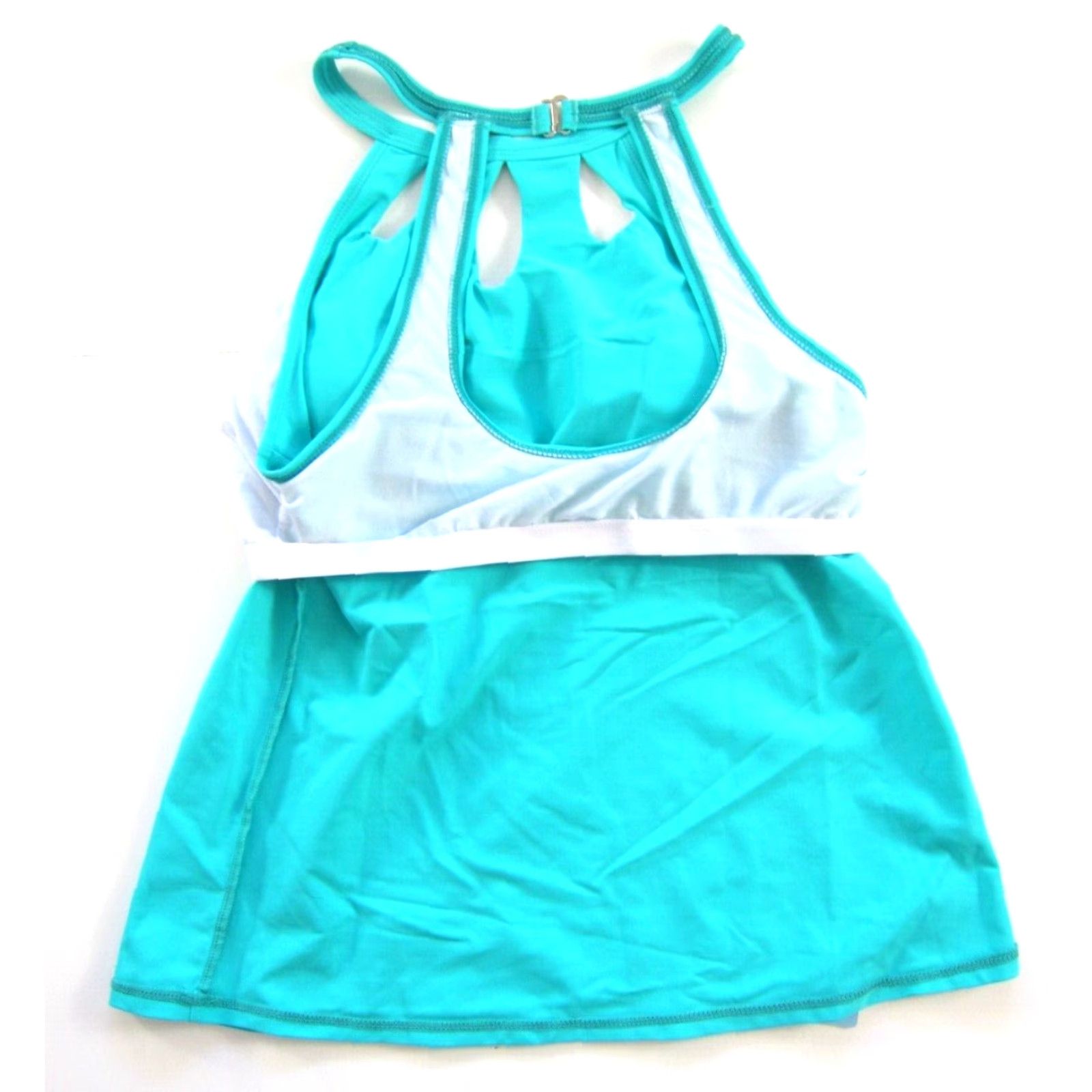 Nique NWT Yonique Teal Turquoise Blue Tankini Swim Top L Padded Built In Bra T-Back Tank Swimsuit Women Shark Size L / US 10 / IT 46 - 3 Thumbnail