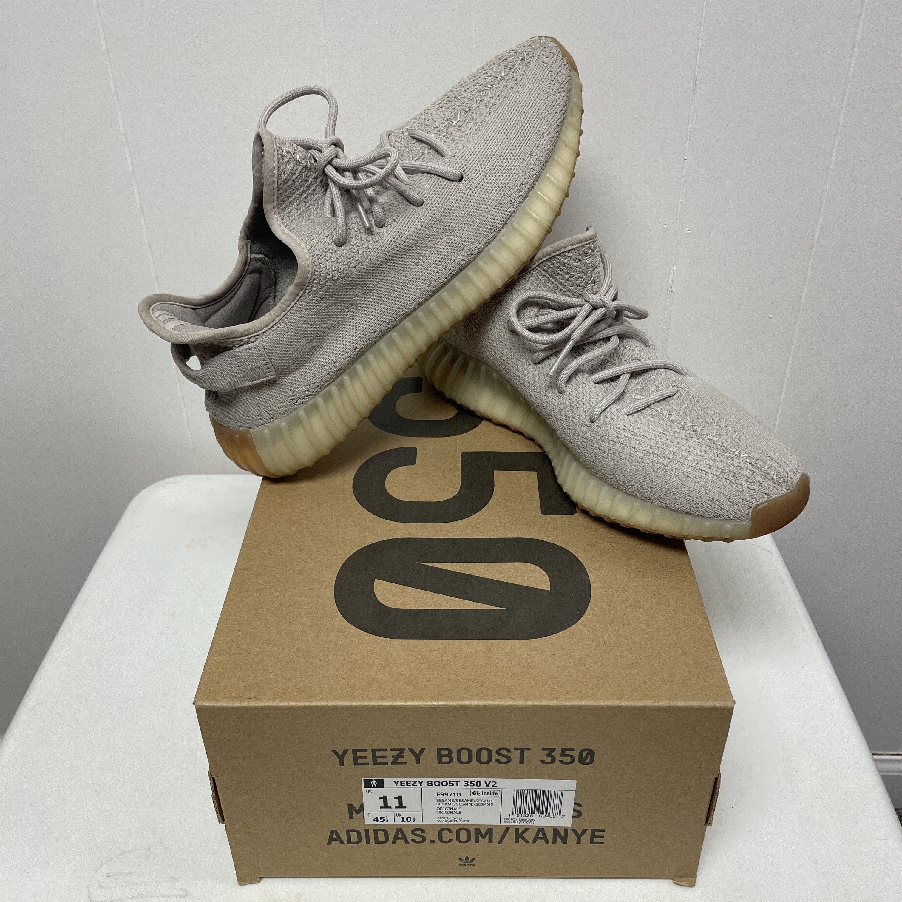 image of Adidas Yeezy Boost 350 V2 Sesame (F99710) 2018, Size 11 Shoes in Sesame/Sesame/Sesame, Men's