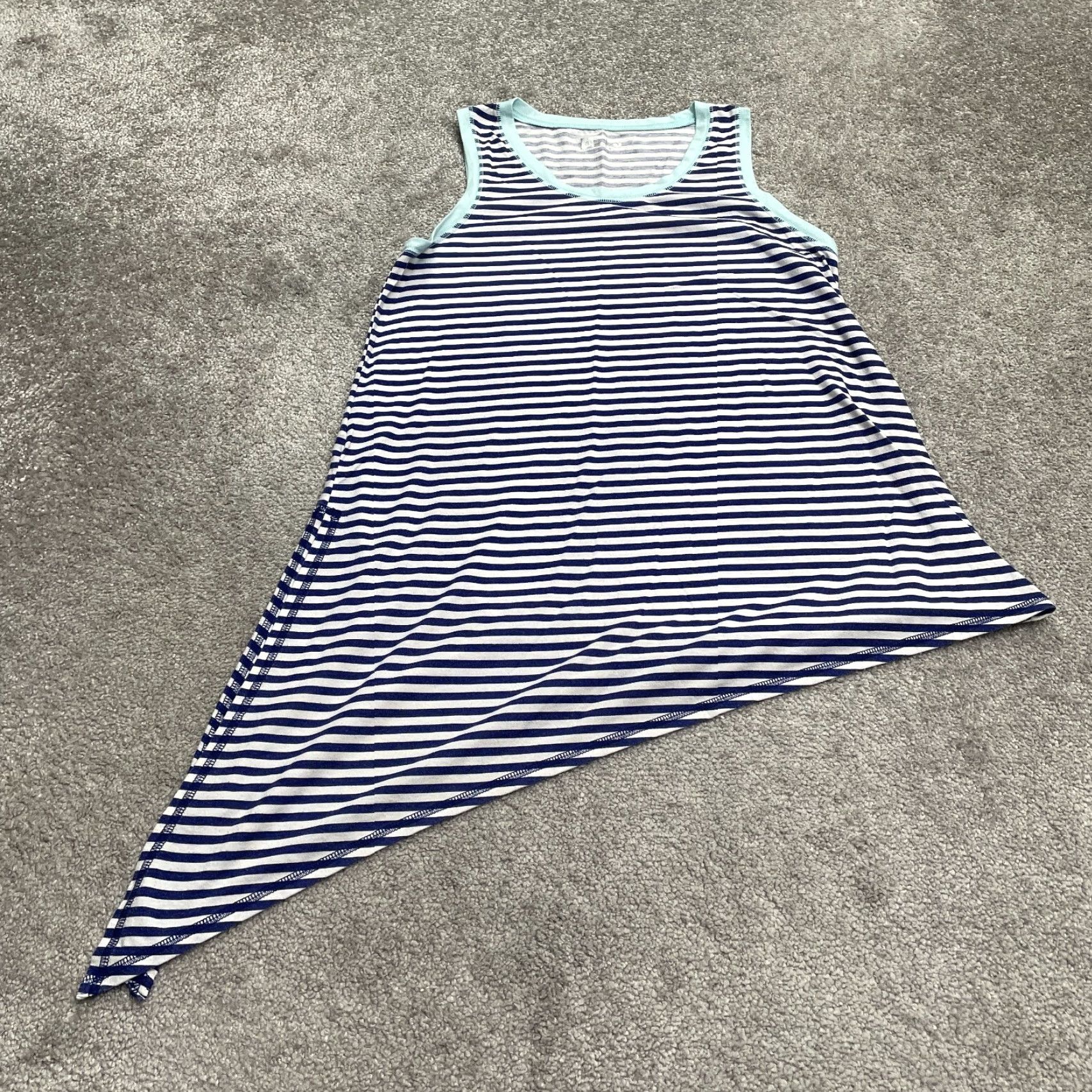 Vintage Xersion Tank Top Women S Blue Striped Round Neck Casual Stretch Sleeveless Size S / US 4 / IT 40 - 2 Thumbnail
