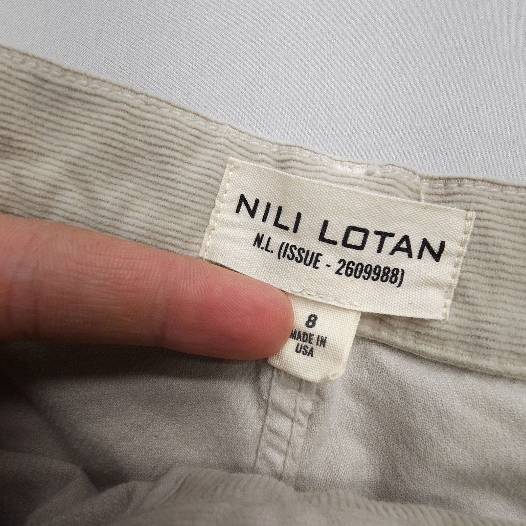 Nili Lotan Nili Lotan Shon Pants Womens 8 Corduroy Bone High Rise Baggy Wide Leg USA Size 30" / US 8 / IT 44 - 3 Thumbnail