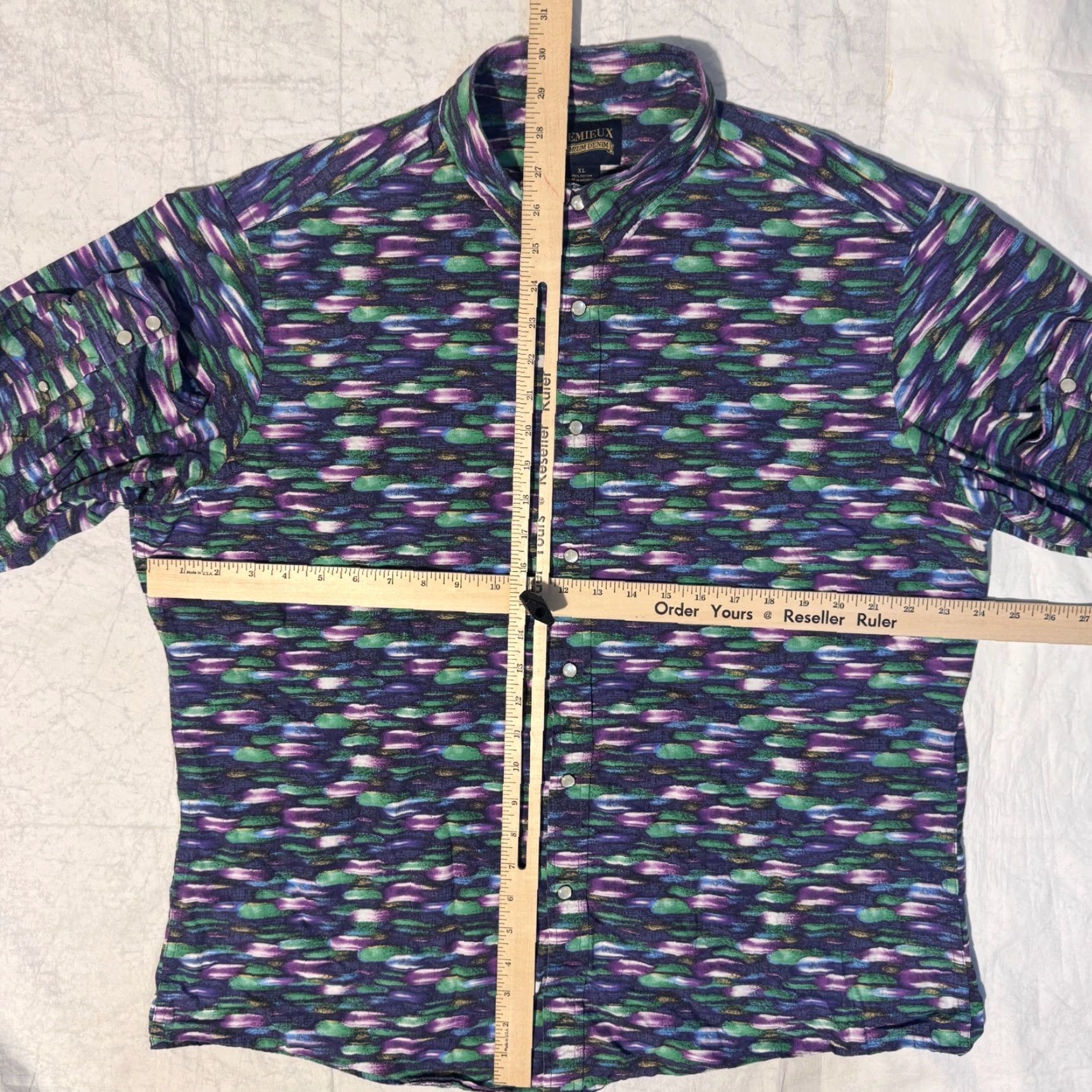 Cremieux Cremieux Shirt Button-Up XL Purple Cotton Art Print Logo Embroidered Classic Size US XL / EU 56 / 4 - 5 Thumbnail