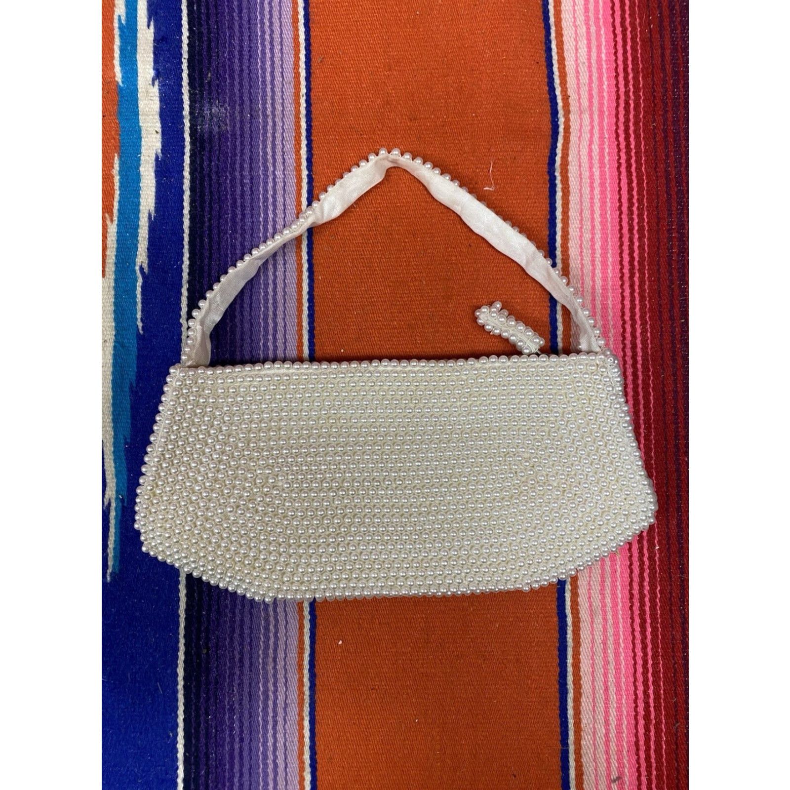 Vintage VINTAGE Beaded Purse Hand Bag Clutch Art Deco 9” Faux Pearl EUC Women White Accessories Purses Cocktail Purse Women Size ONE SIZE - 4 Thumbnail