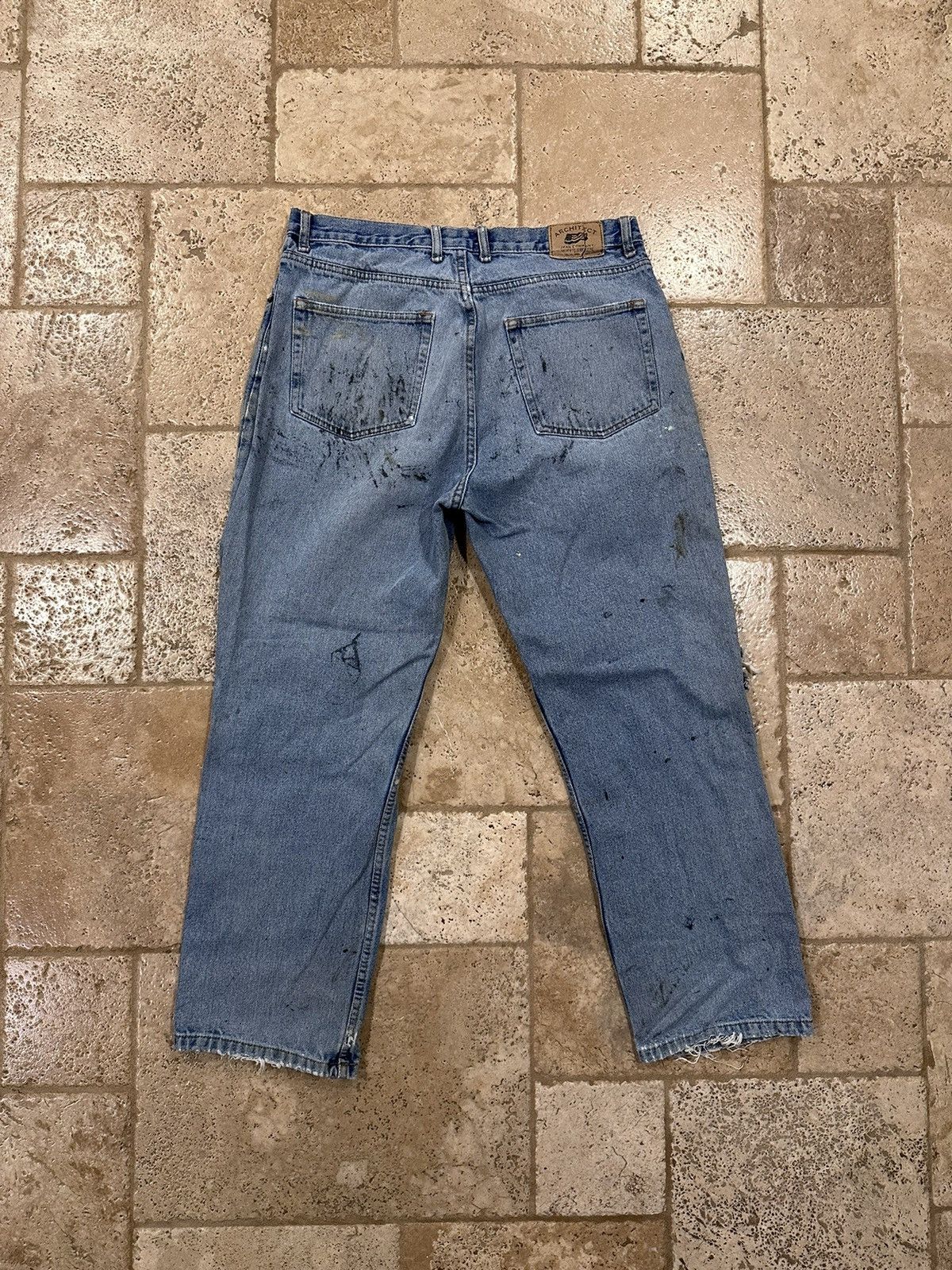 Architect × Vintage Vintage Architect Distressed Thrashed Paint Denim Blue Jeans Size US 36 / EU 52 - 4 Thumbnail