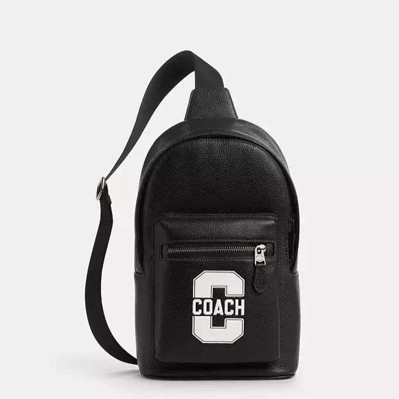 Coach NWT COACH CAJ60 West Pack Varsity Motif Pebble Leather Black Size ONE SIZE - 7 Thumbnail