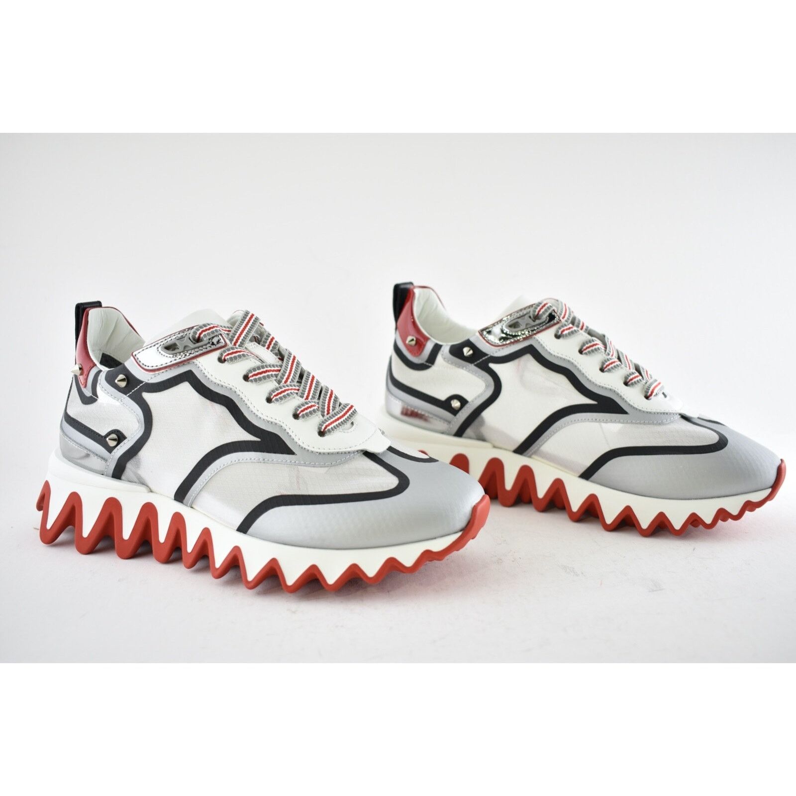 Christian Louboutin Sharkina Flat Silver Black Red Platform Low Top Sneaker 36.5 Size US 6.5 / IT 36.5 - 4 Thumbnail