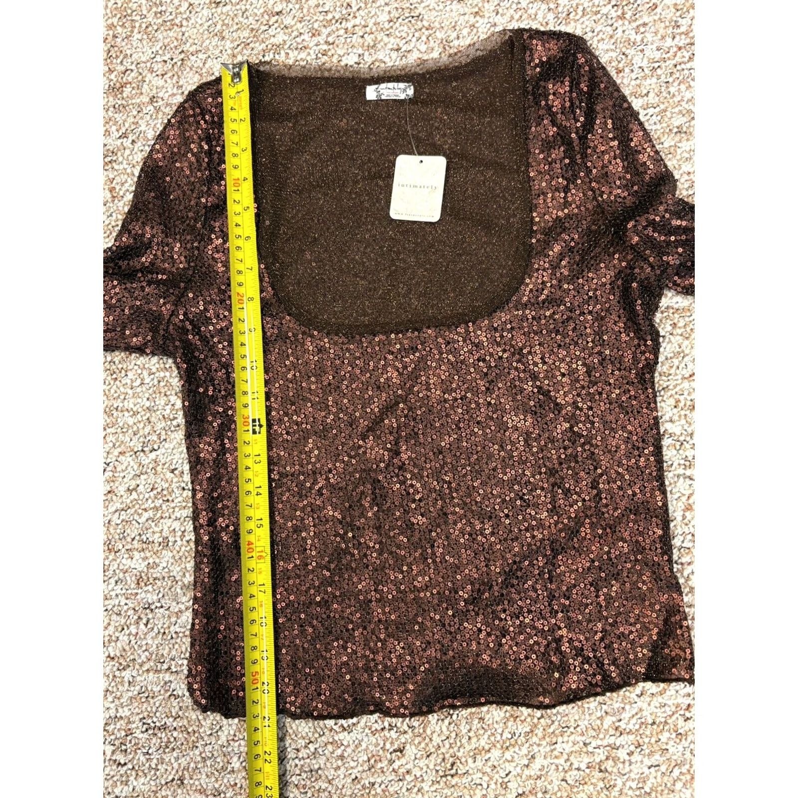 Free People Free People Intimately Sequined Top Hot Fudge Chocolate Womens Size L Size L / US 10 / IT 46 - 3 Thumbnail