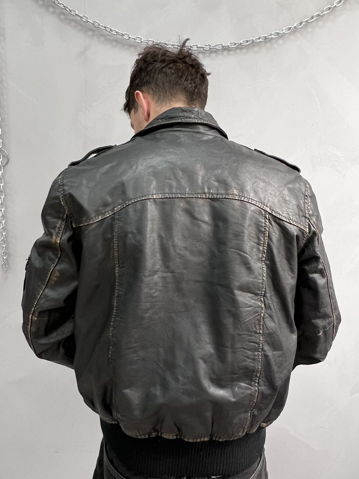 Japanese Brand Vtg 90s alpha industries style leather faded jacket y2k Size US M / EU 48-50 / 2 - 8 Thumbnail