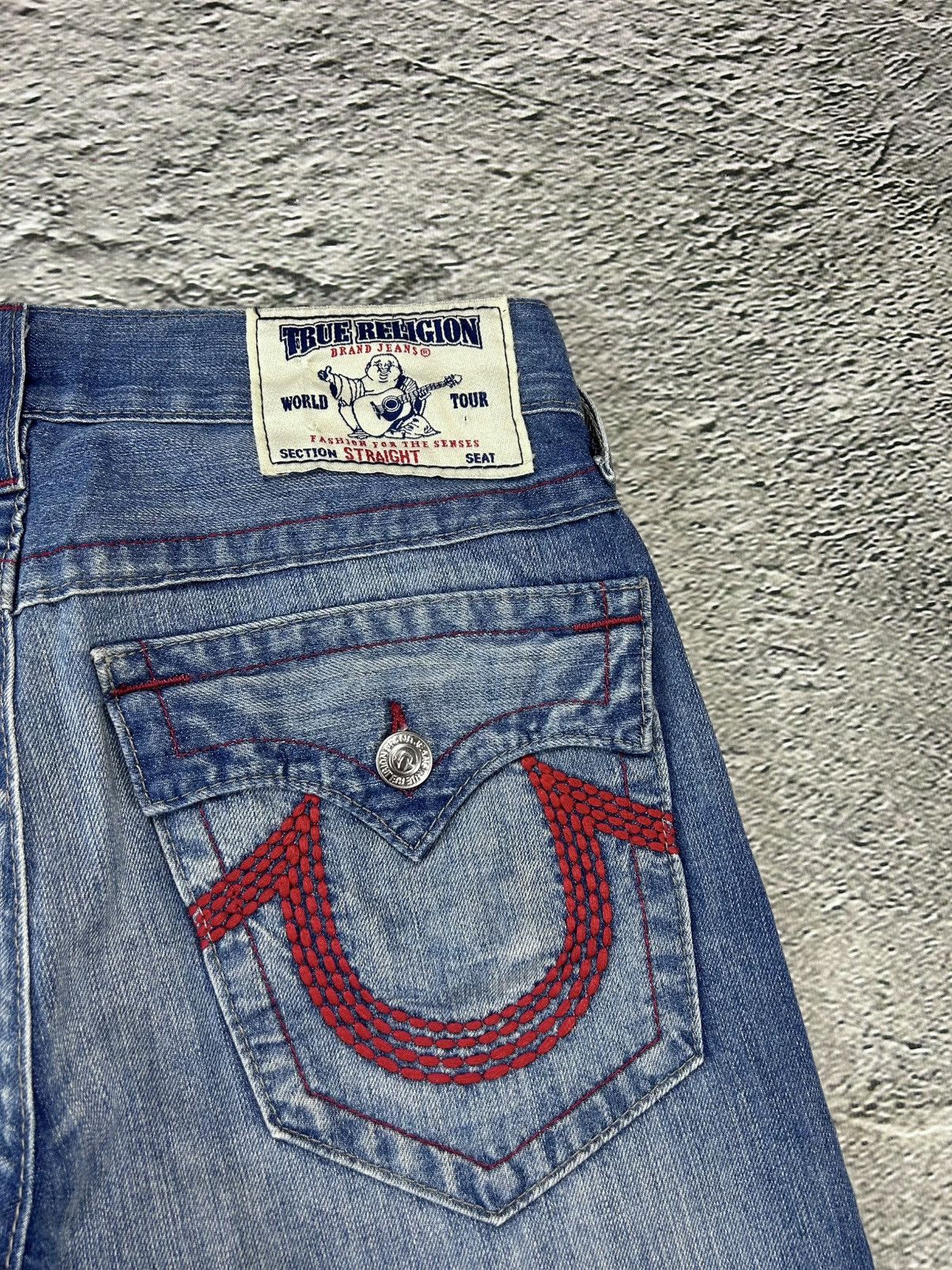 True Religion True Religion vintage blue jeans straight red logo Y2K Size US 31 - 2 Thumbnail