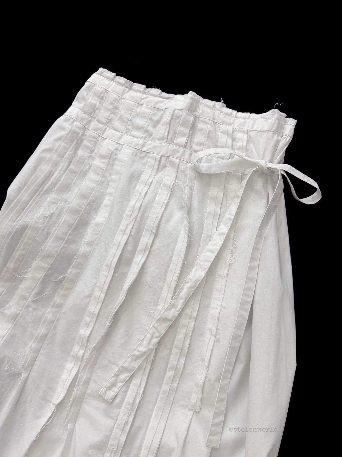 Comme des Garcons Comme des Garçons White Cotton Pleated Tie Wrap Skirt M Size 29" - 2 Thumbnail