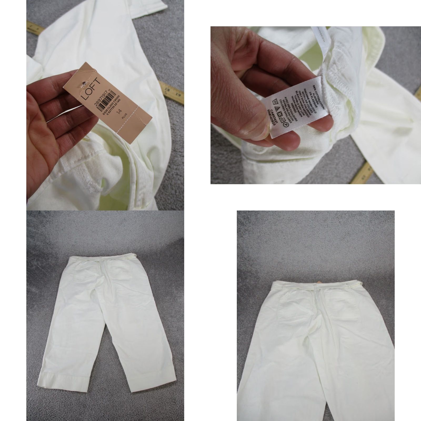 Loft LOFT Jeans Womens 14 White Denim Tapered Crop NEW Size 36" / US 14 / IT 50 - 8 Thumbnail