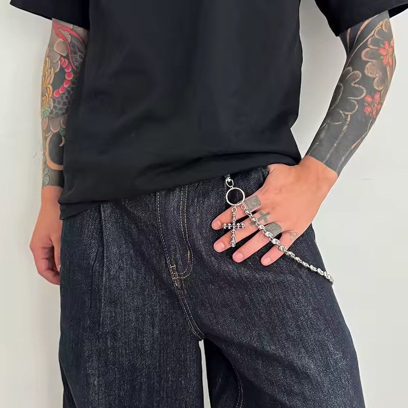 Jewelry Punk Gothic Vintage Cross Skull Metal Keychain Pants Chain Size ONE SIZE - 6 Thumbnail