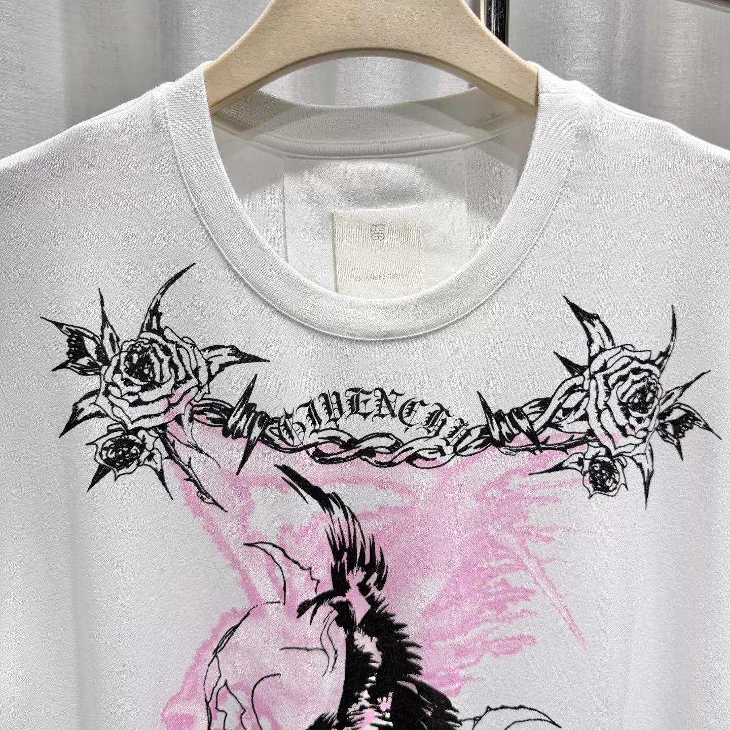 Givenchy White Graphic Short Sleeve T-Shirt Size US L / EU 52-54 / 3 - 3 Thumbnail