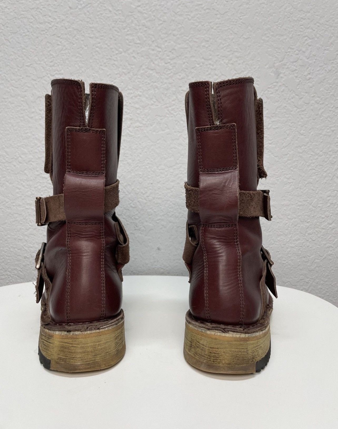 If Six Was Nine Vintage Rick Owens Vibe Burgundy Leather Moto Biker Boots Size US 9 / EU 42 - 8 Thumbnail