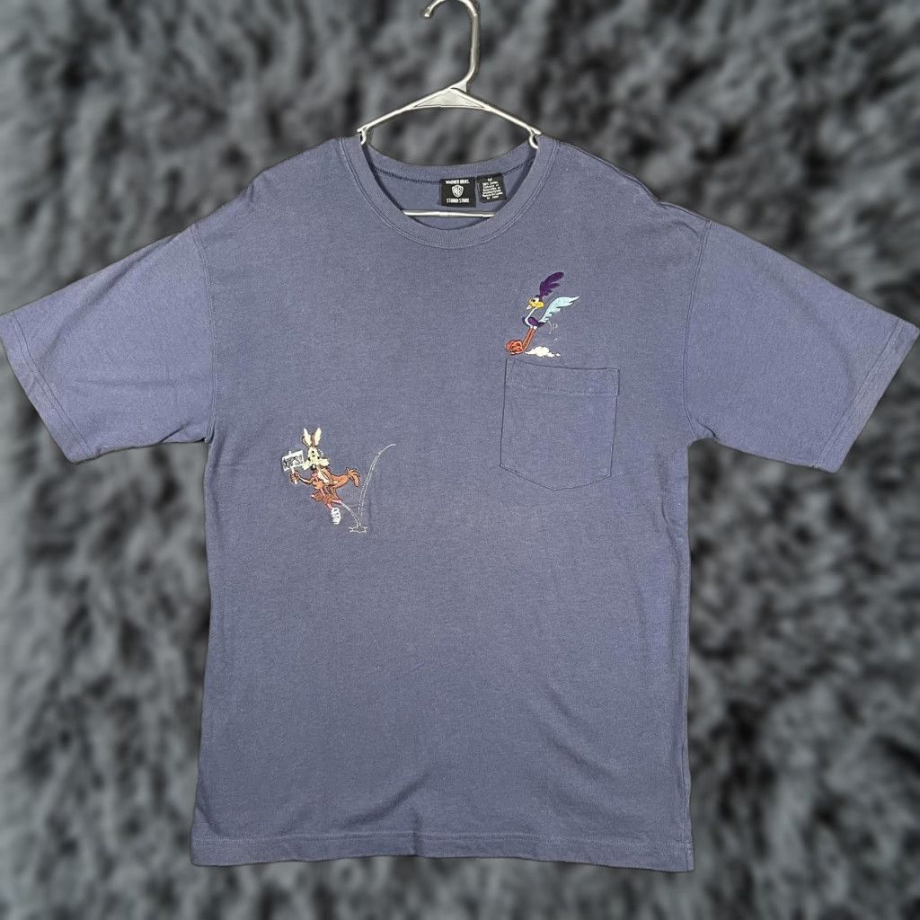Vintage Warner Bros. Studio Store Shirt Mens Medium Blue Wile E. Coyote Road Runner Tee Size US M / EU 48-50 / 2 - 1 Thumbnail