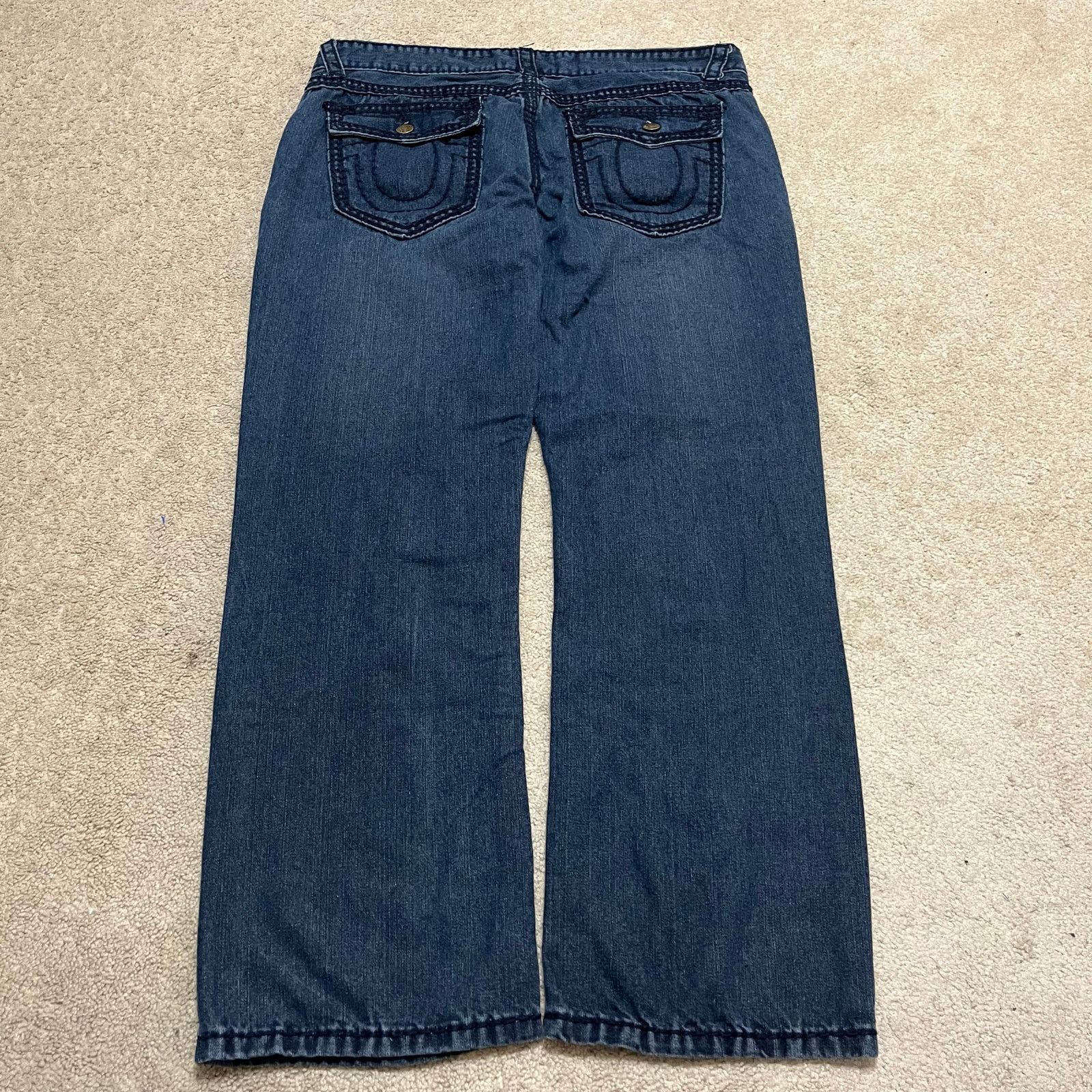 True Religion True Religion Y2K Baggy Skater Embroidered Dark Jeans 40x32 Size US 40 / EU 56 - 1 Thumbnail