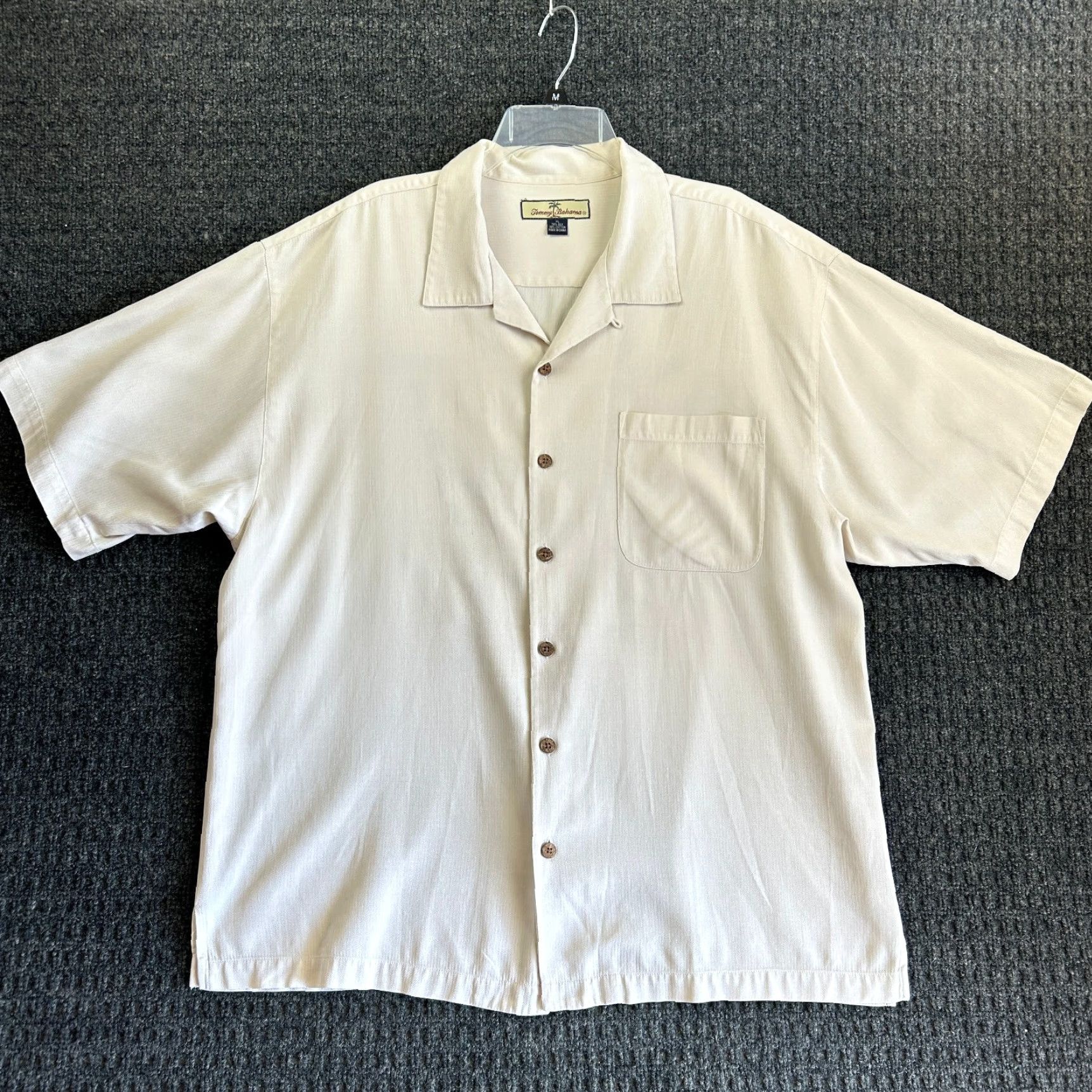 Tommy Bahama VINTAGE Tommy Bahama Silk Blend Shirt Camp XL Ivory Men XL Button-Up Collared Short Sleeve Travel Casual Graphic Print Tropical Hawaiian Music Size US XL / EU 56 / 4 - 3 Thumbnail