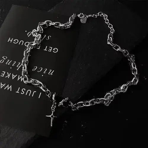 Jewelry Retro Punk Necklace in Silver, Men's