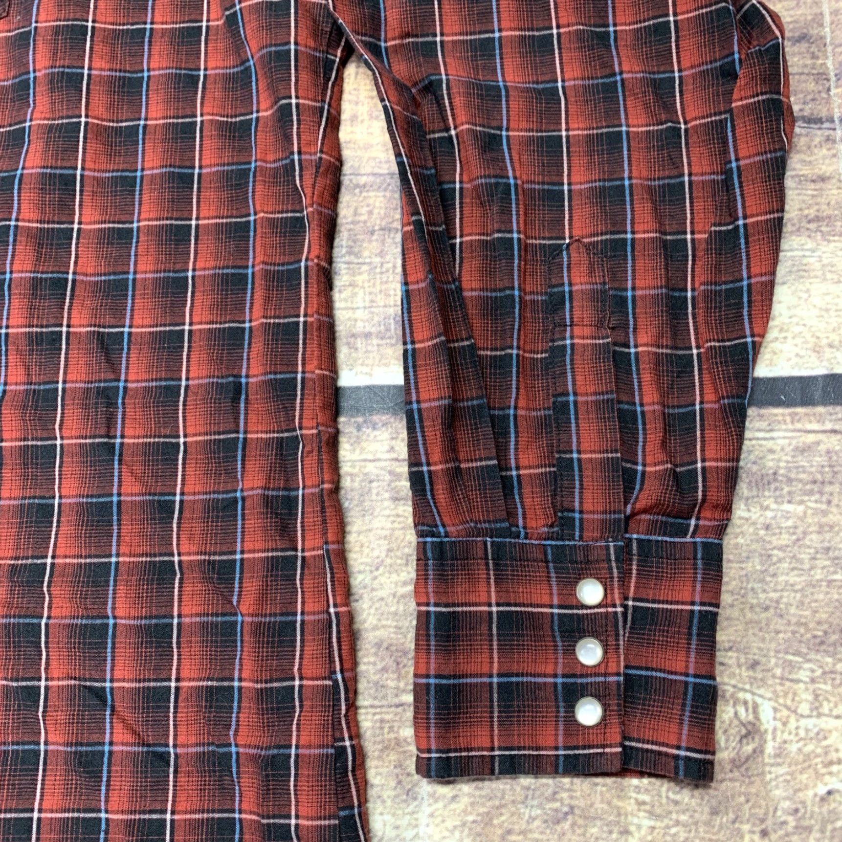 Wrangler Wrangler Wrancher Western Pearl Snap Red Black Long Sleeve Shirt Men's 2XT Size US XXL / EU 58 / 5 - 4 Thumbnail