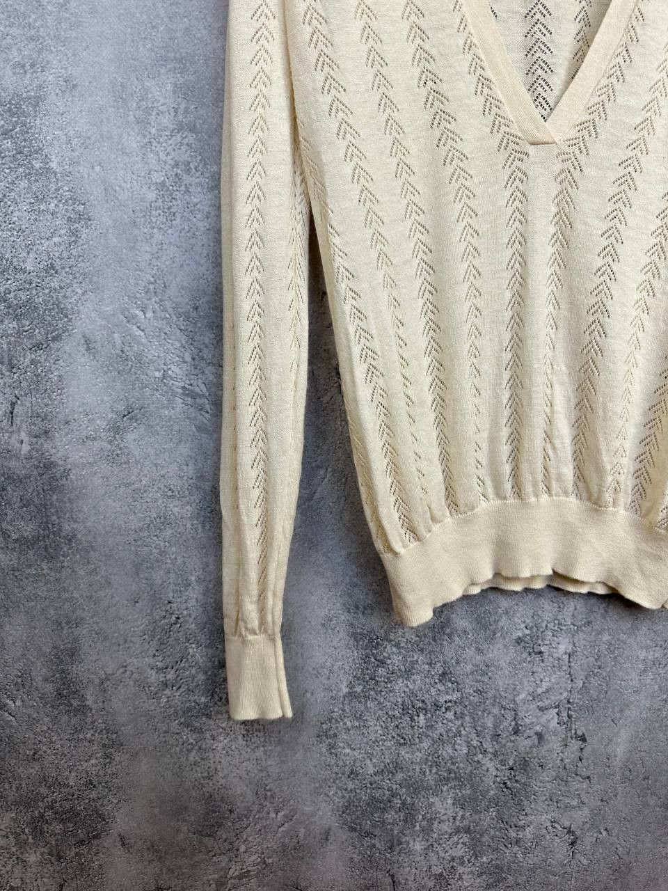 Sandro Sandro Paris Linen Pointelle Knit Sweater Shirt Collar Size S / US 4 / IT 40 - 6 Thumbnail