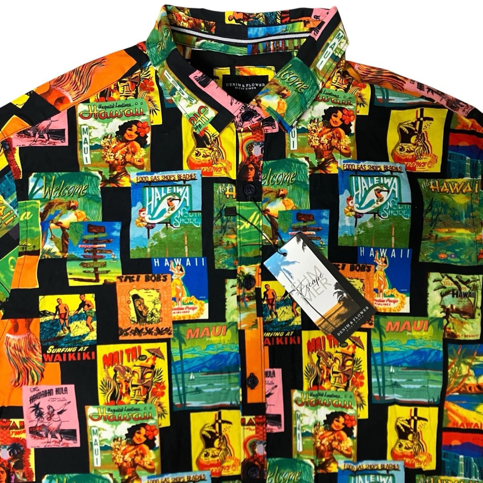 Denim & Flower Denim Flower Shirt XL Hawaii Button Up Tropical Luau Surf Size US XL / EU 56 / 4 - 1 Thumbnail