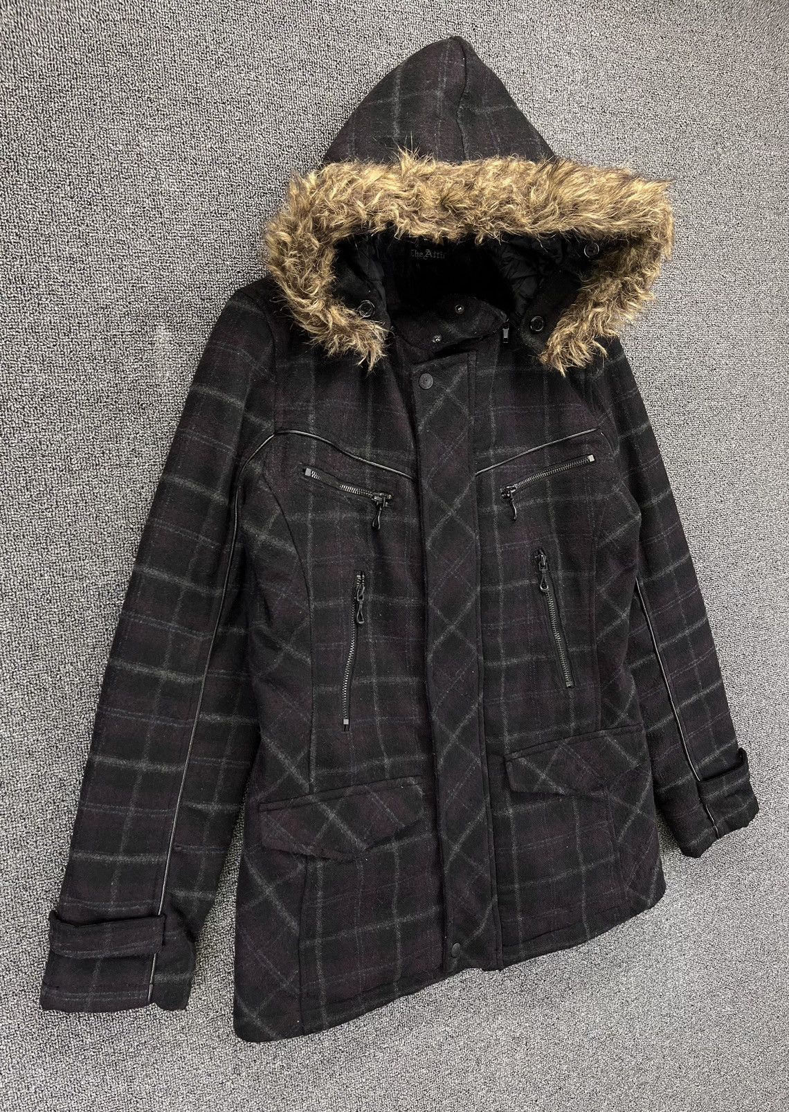 In The Attic Vintage In The Attic Fur Hoodie Shadow Plaid Wool Jacket Size M / US 6-8 / IT 42-44 - 2 Thumbnail