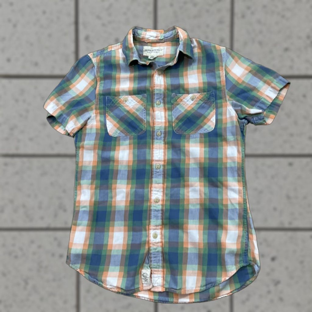 Ralph Lauren VINTAGE Ralph Lauren Denim & Supply Shirt Men S Y2k Bright Green Orange Plaid Madras Size US S / EU 44-46 / 1 - 1 Thumbnail
