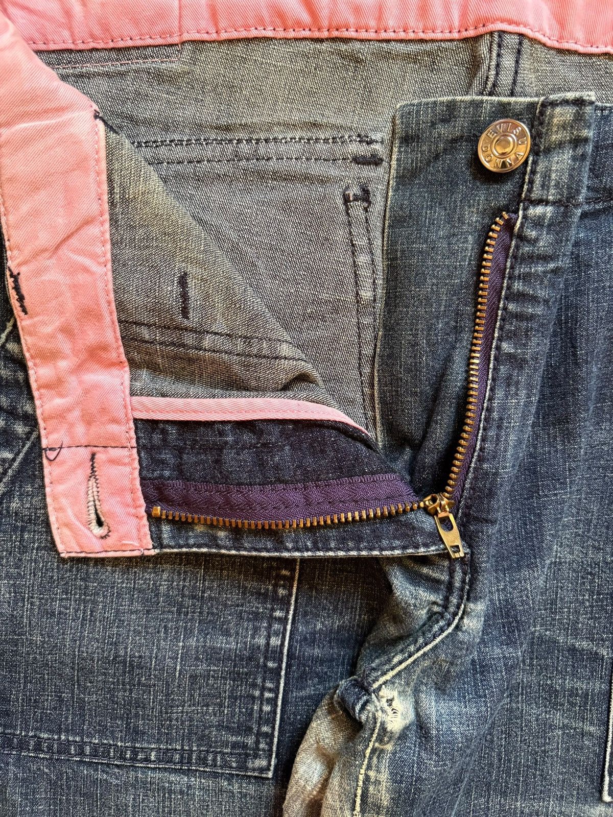 Evisu × Japanese Brand Vintage Evisu Donna Seagull Pocket Baggy Jean Shorts Size 33" - 10 Thumbnail